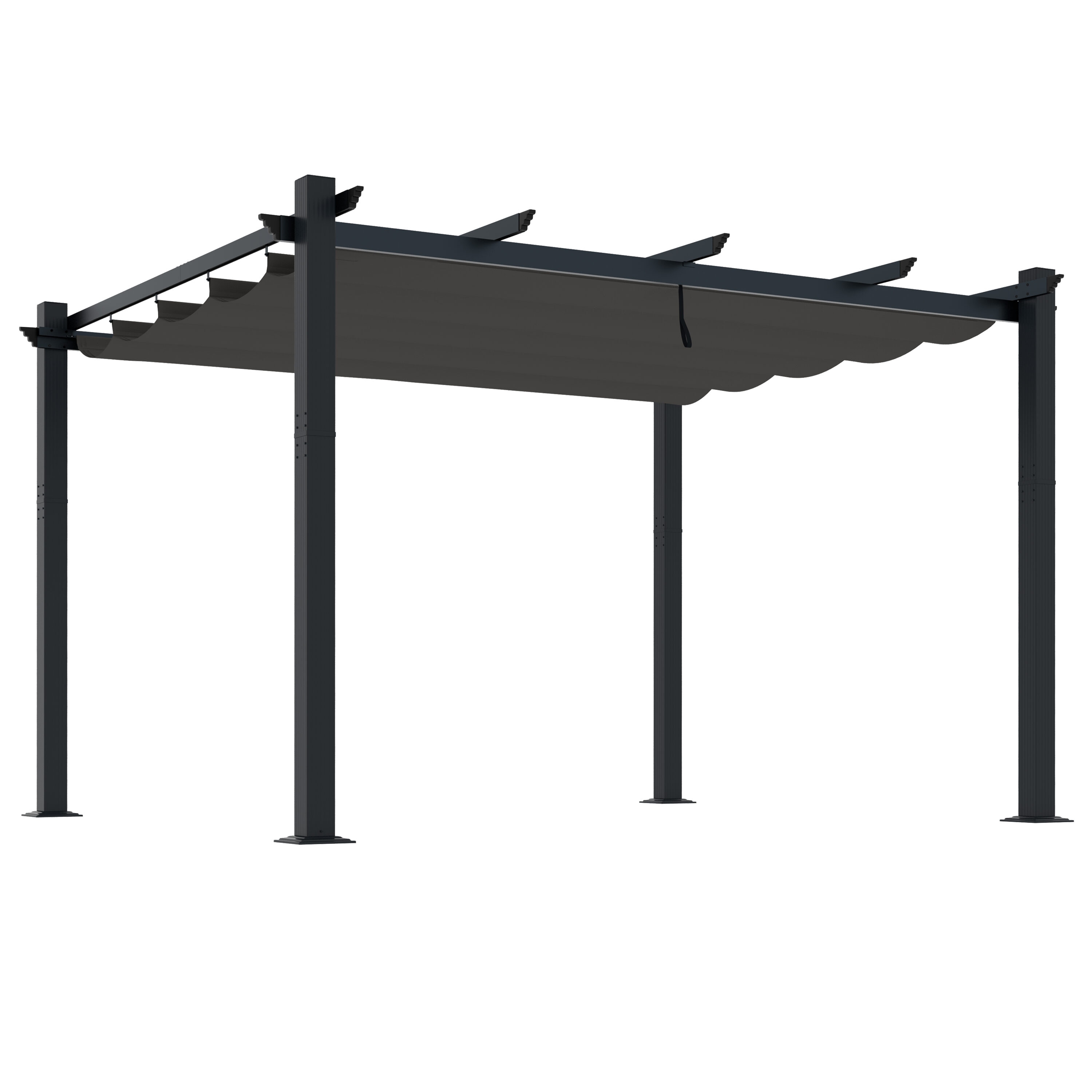 VEIKOUS 12-ft W x 16-ft L x 8-ft H Gray Metal Freestanding Pergola with ...