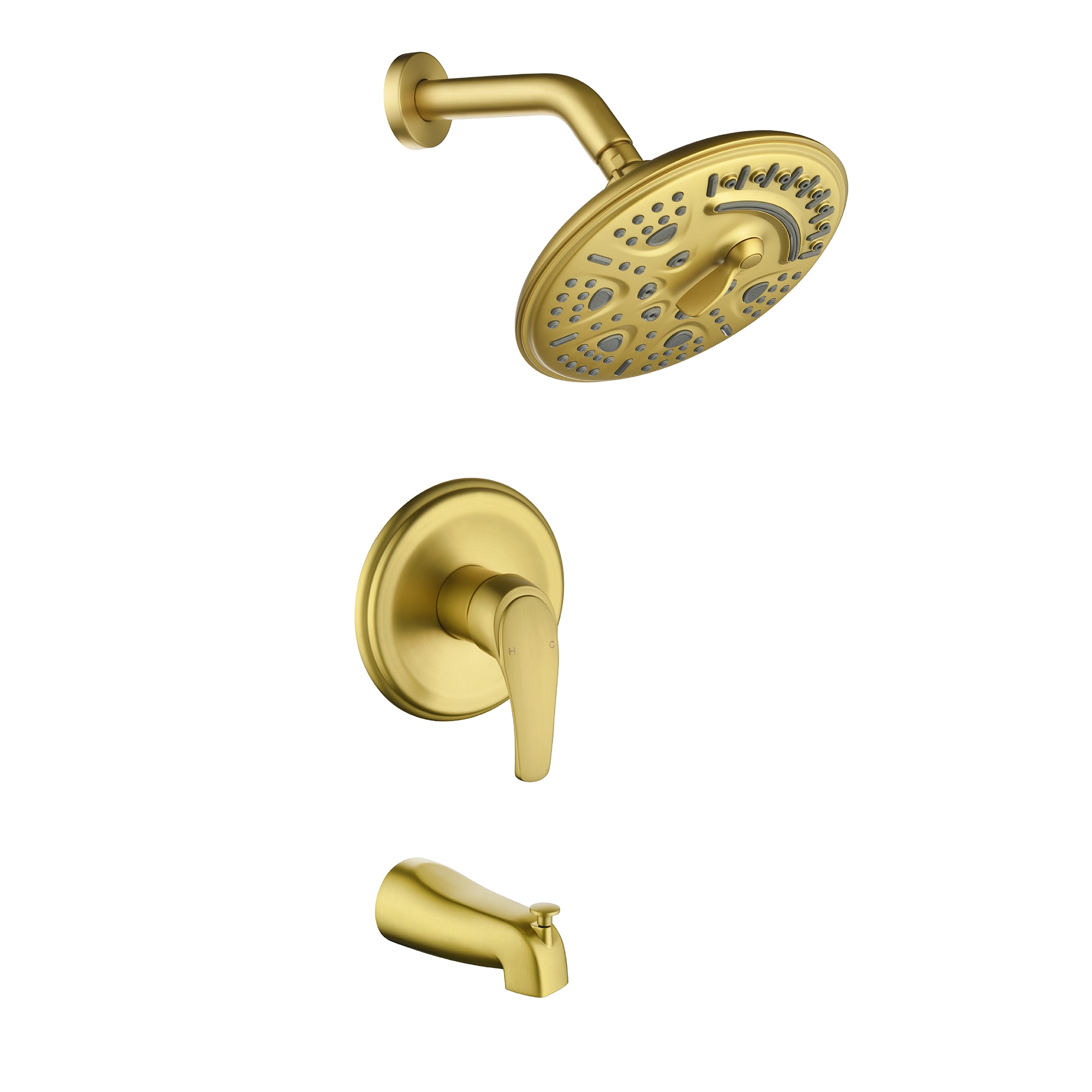 Nestfair SMD8057G Gold 1-handle Multi-function 8-in Round Bathtub and shower Faucet with Valve