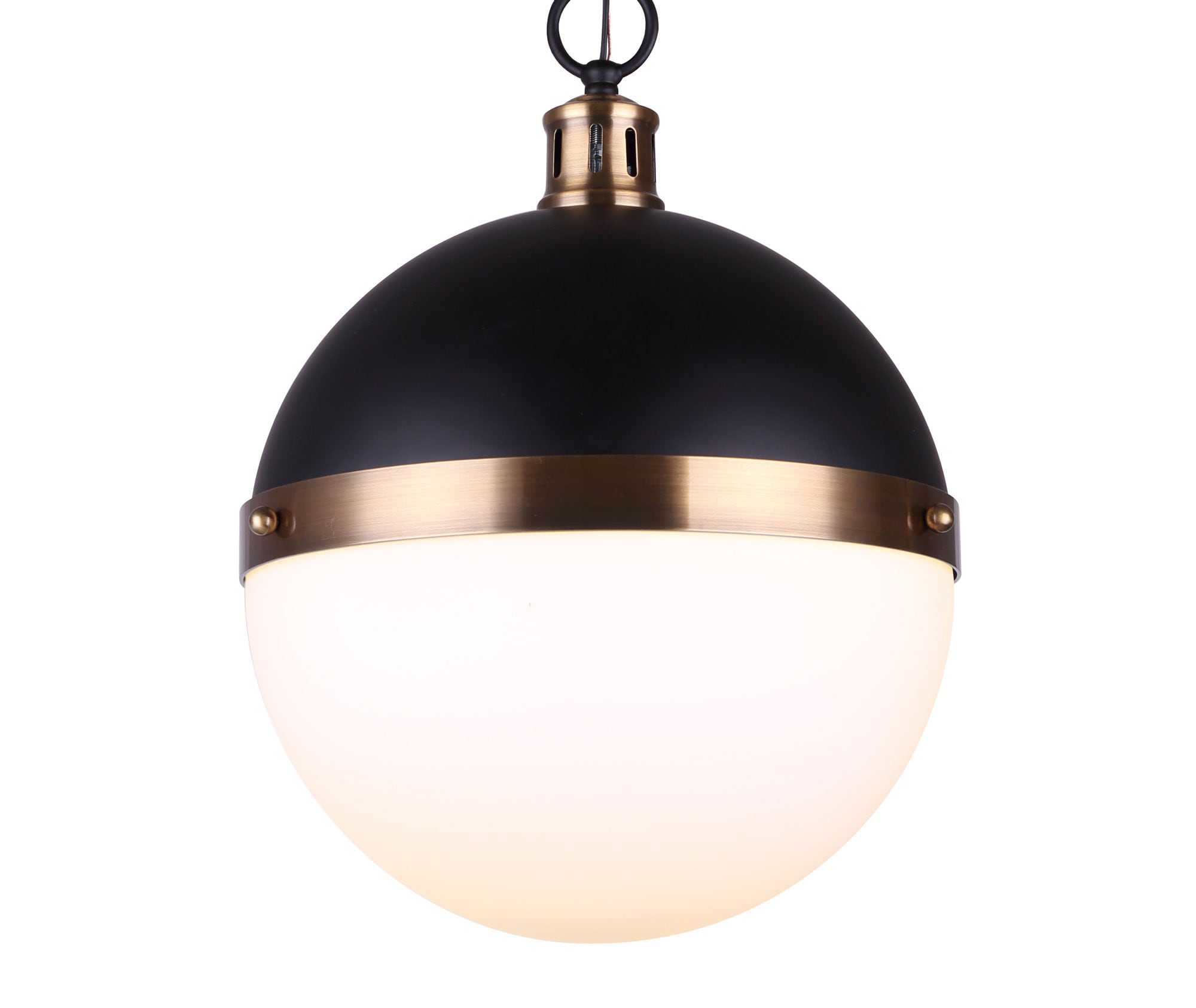 Matte Black and Gold Glass Globe Pendant Light
