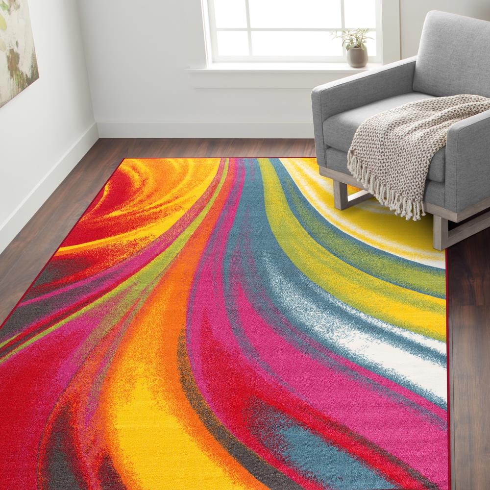 Multicoloured Rainbow Doormat Anti Slip Washable Dirt Catching Flat Kitchen  Mat