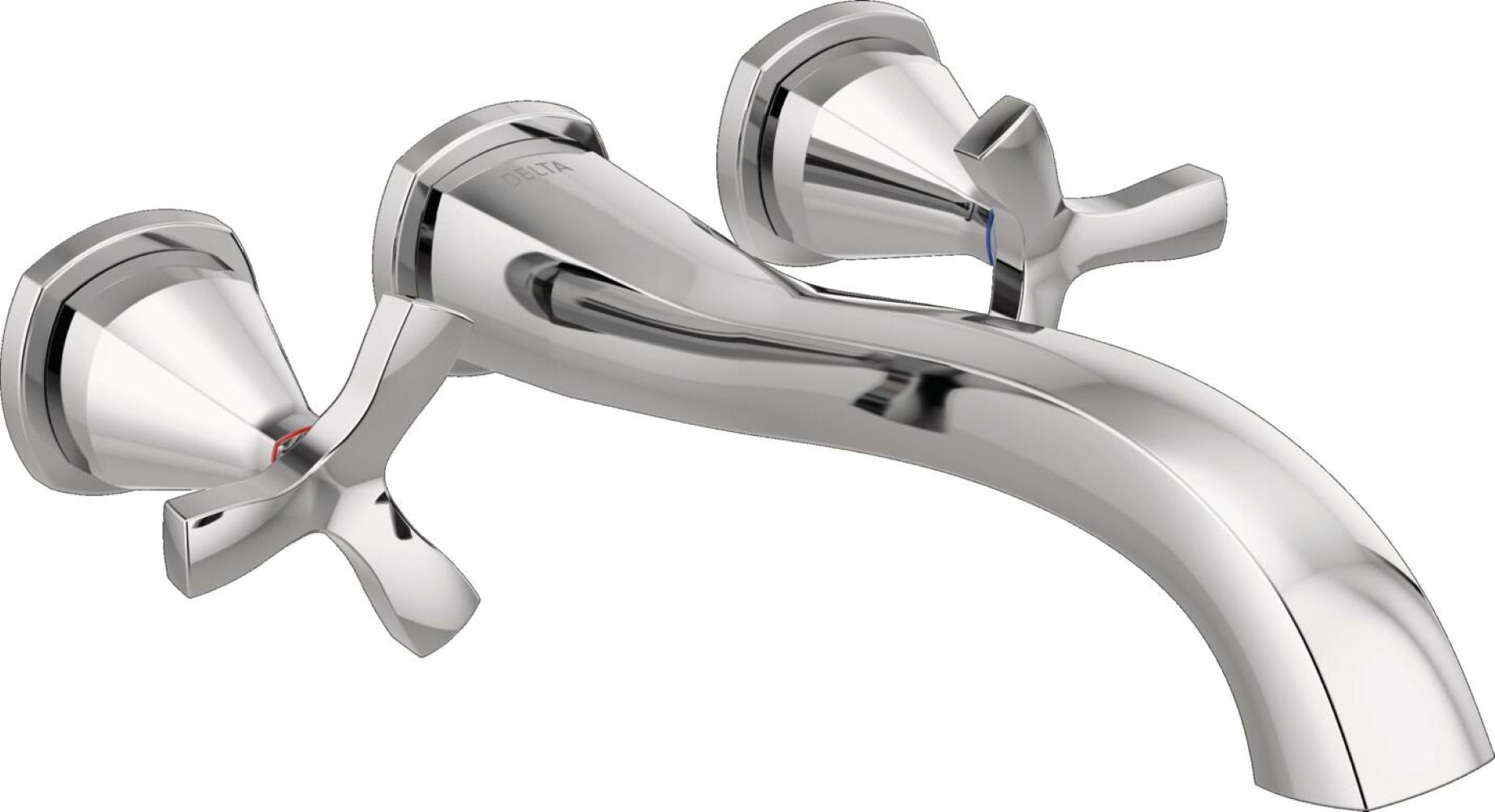 Delta T57766-PR-WL Lumicoat Chrome 2-handle Wall-mount Low-arc Bathtub Faucet