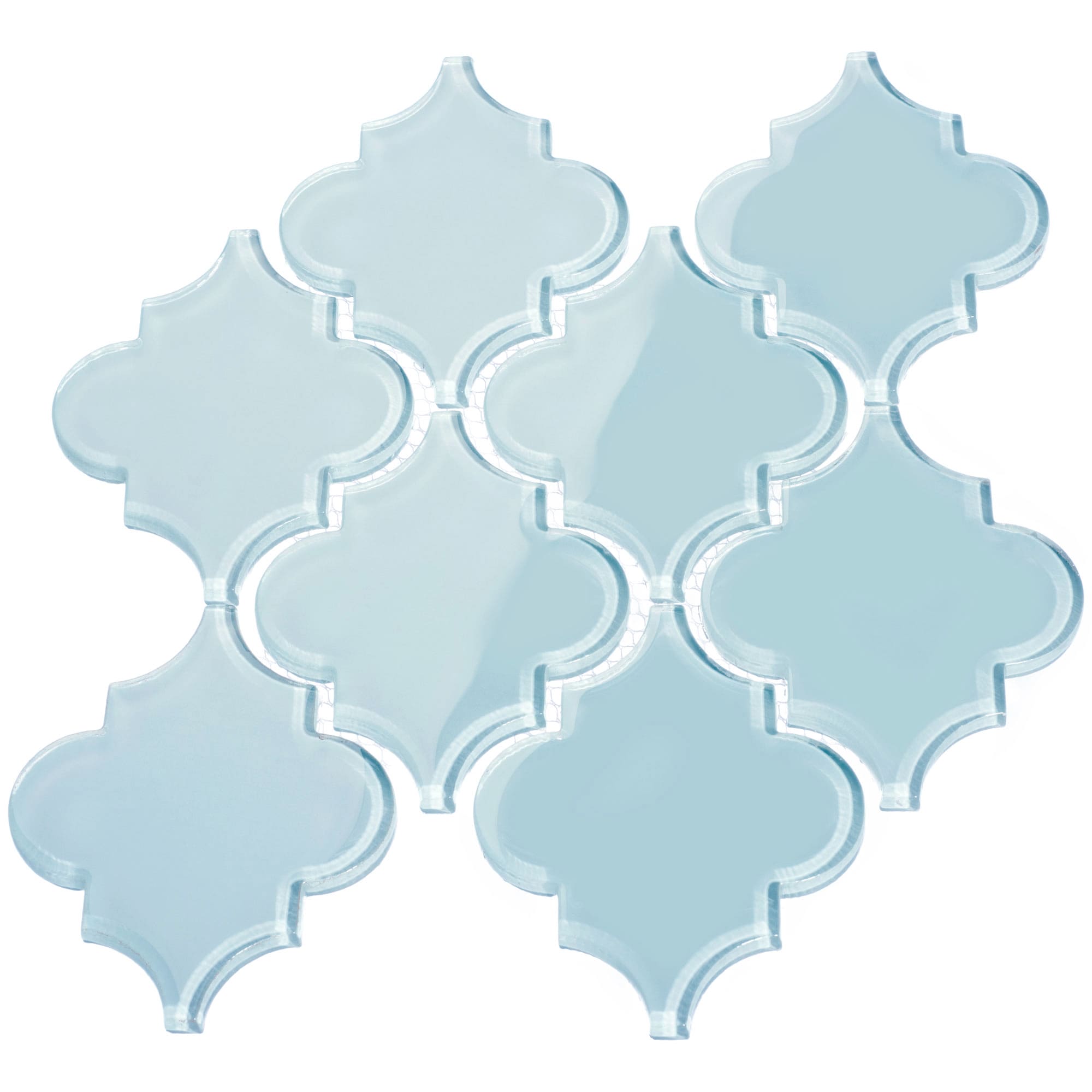 Giorbello G9129 Arabesque Mosaic Morning Sky Blue 4-in x 4-in Glossy Glass Wall Tile (7.89-sq. ft/ Carton)