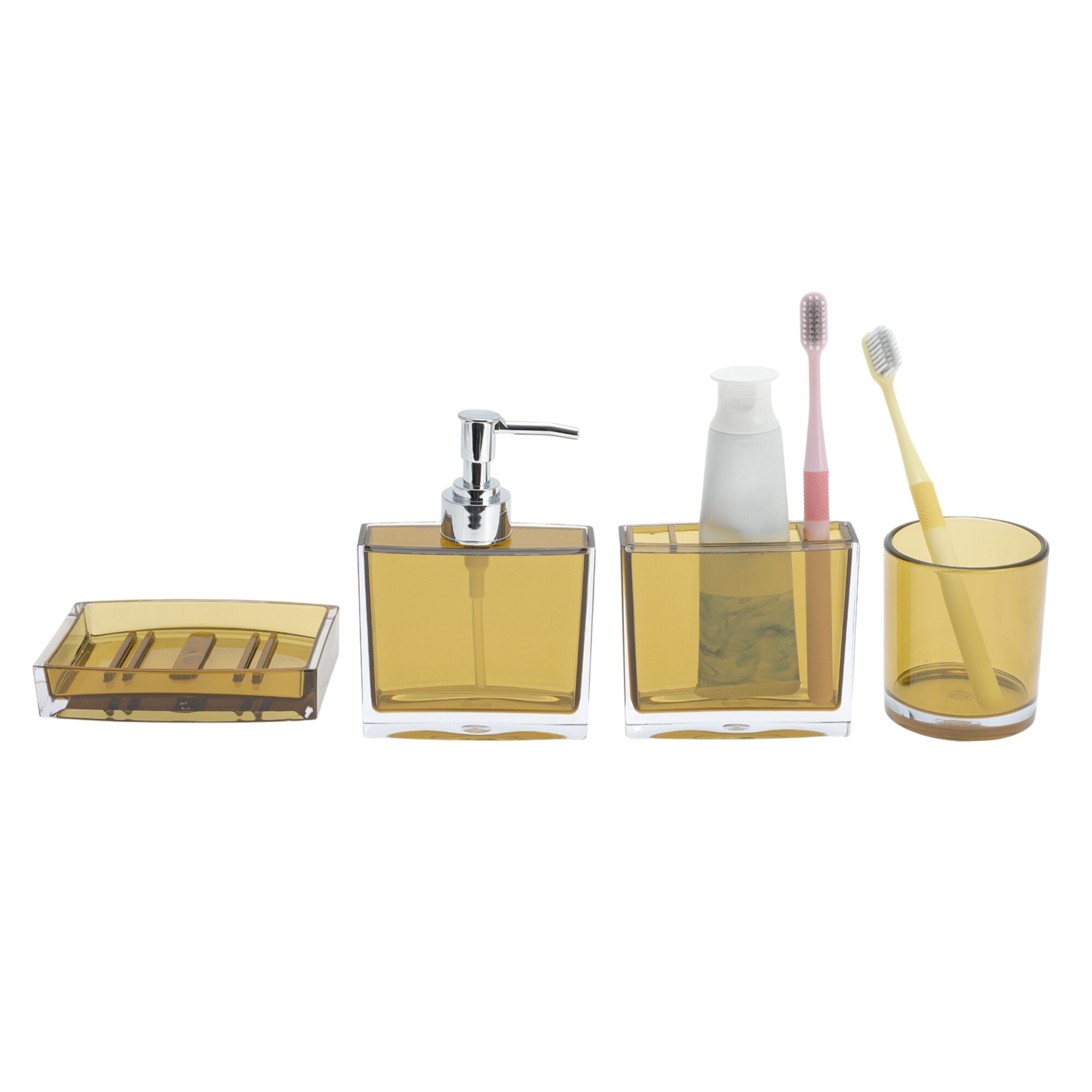 Unique Bargains - 1set Lightweight Bathroom Accessories Set for Bathroom Vanities Brown