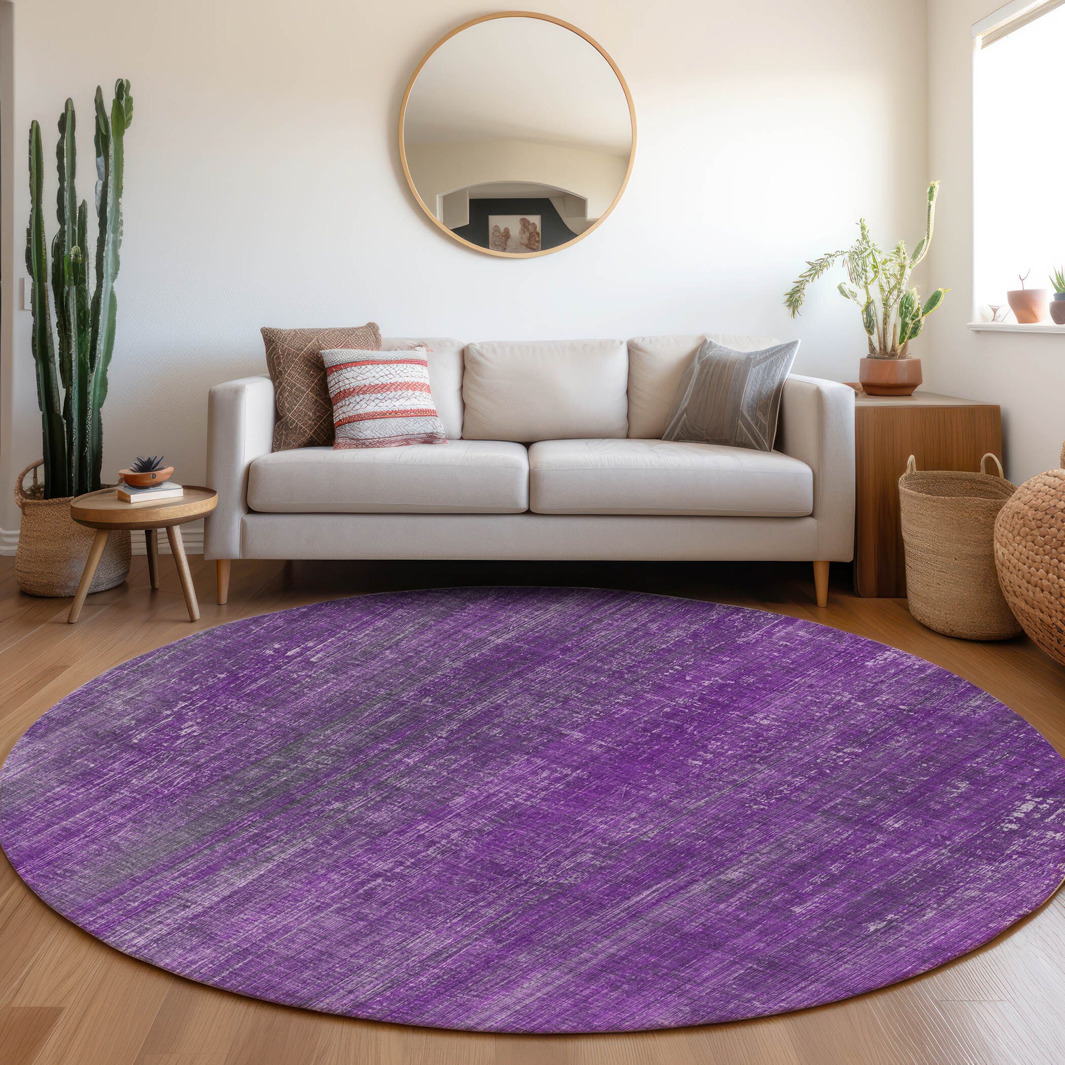 Addison Rugs ACN552PP8RO Chantille ACN552PP 8 x 8 (ft) Polyester Purple Round Indoor/Outdoor Geometric Machine washable Area rug