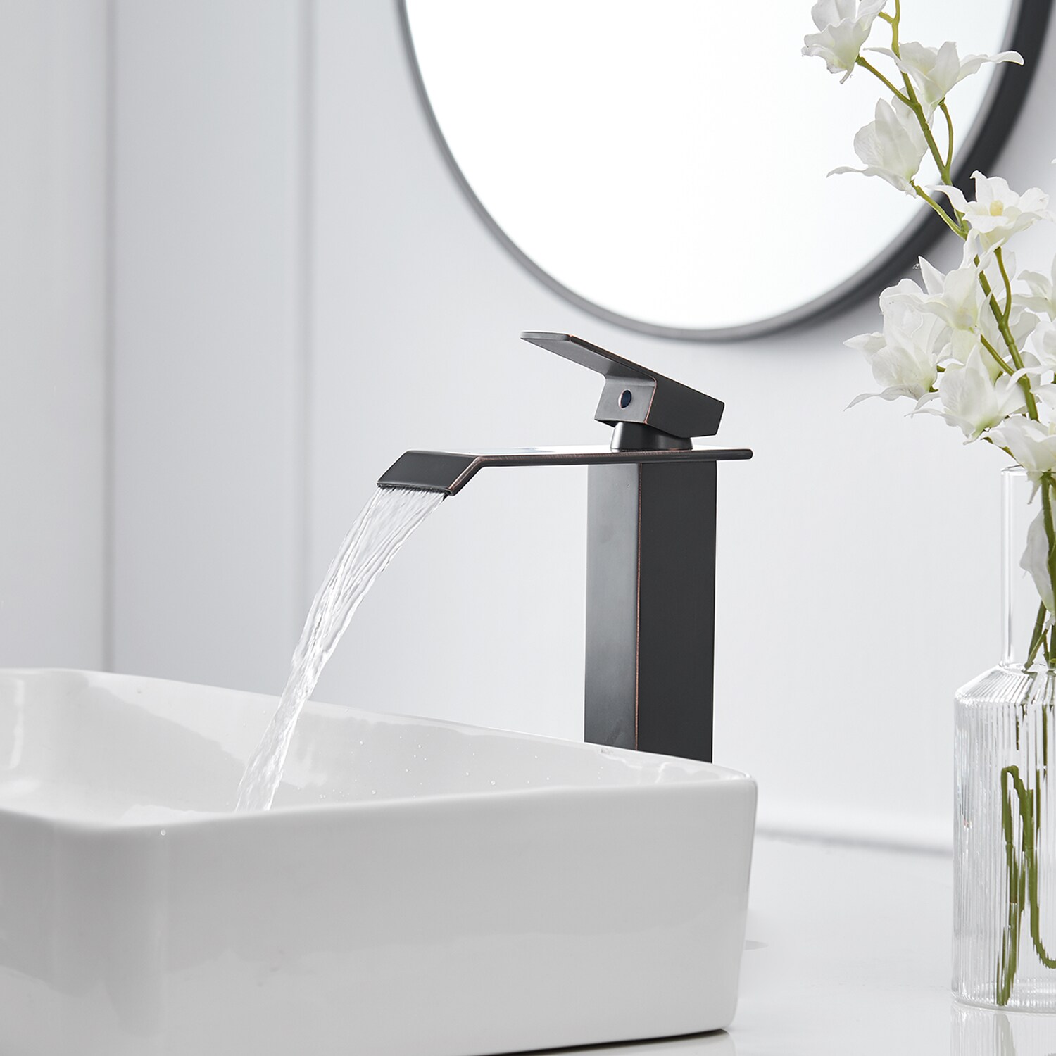 Oil-Rubbed Bronze Tall Vessel Sink Faucet with Drain Assembly