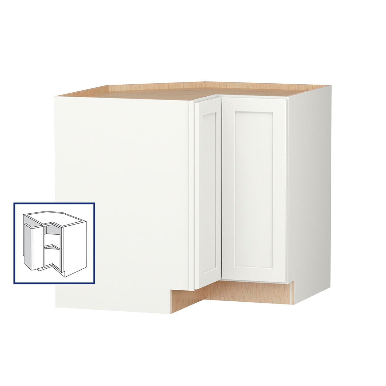 Shenandoah PRO Express SPE 90MPS-24366 Breckenridge 36-in W x 34.5-in H x 36-in D Linen Diagonal Corner base Fully assembled Plywood Cabinet (Recessed Panel Shaker)