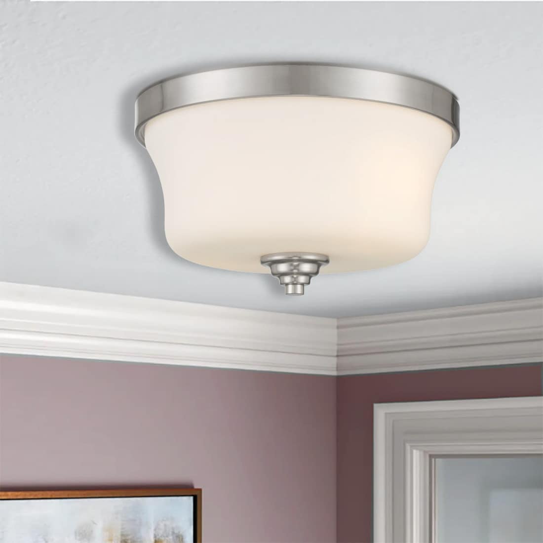 Minka Lavery 4927-84 Shyloh 2 -Light 13.75-in Brushed Nickel Flush Mount Light