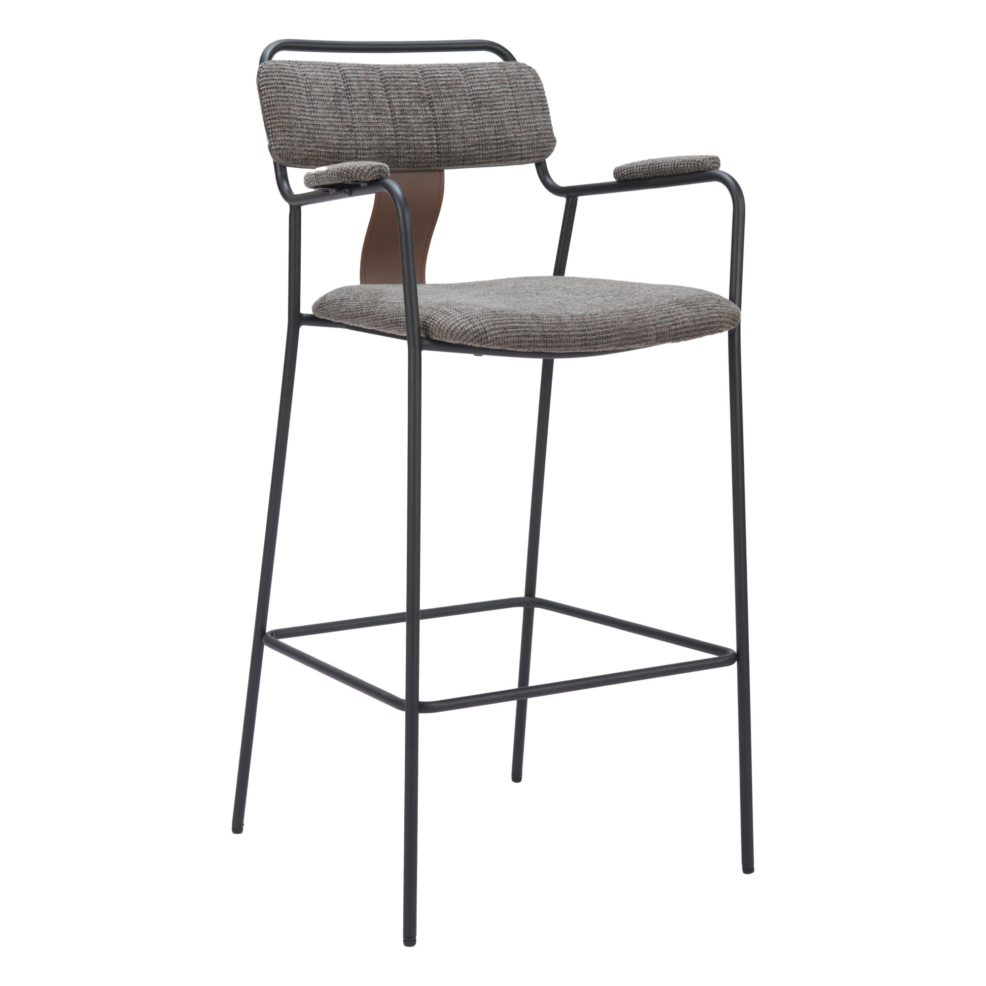 ZUO 110091 Set of 2 Butterscotch Brown 29.5-in H Bar height (28-in to 33-in) Bucket Seat Upholstered Wood Back Bar Stool with Arms and Back