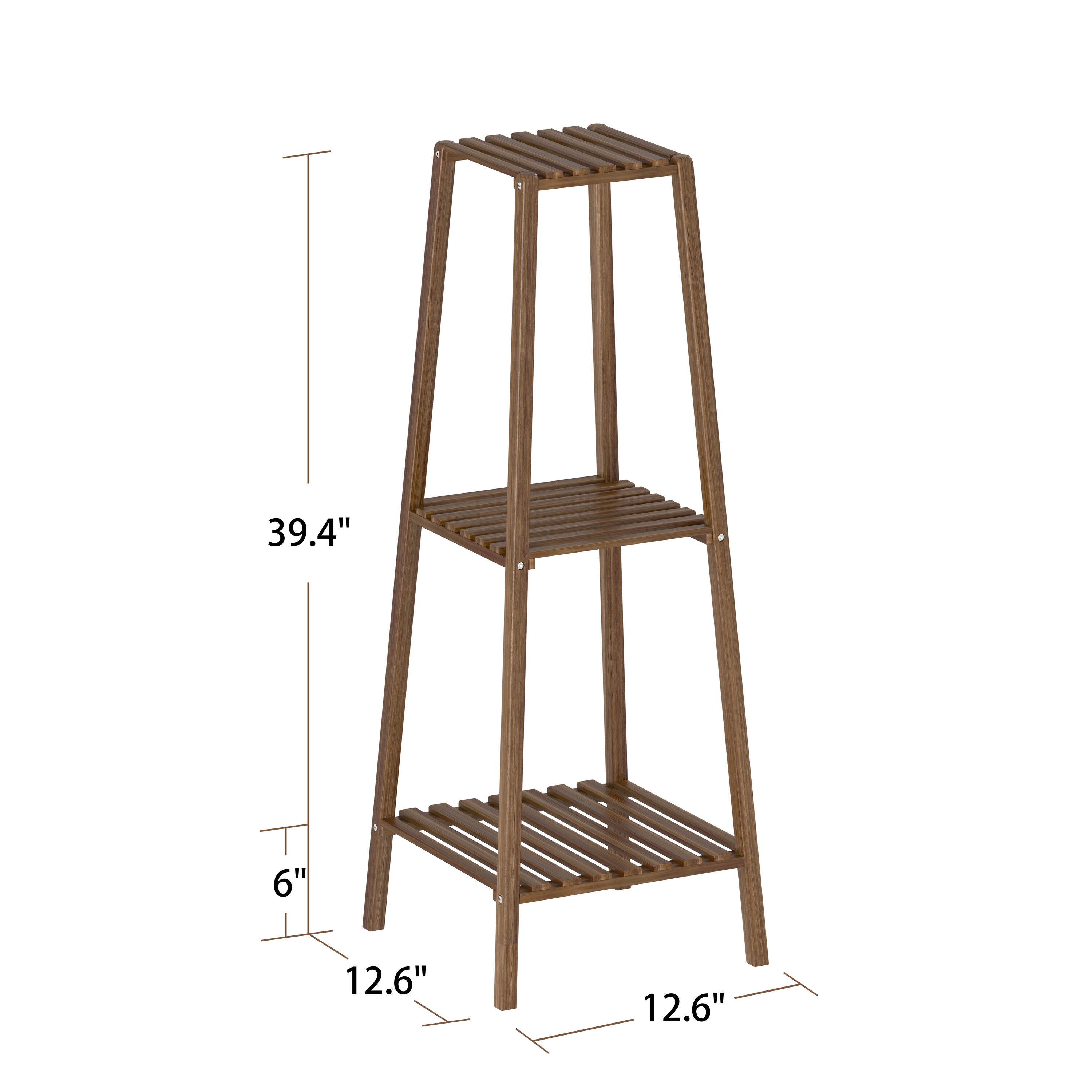 FUFU&GAGA Plant stand 39.4-in H x 12.6-in W Brown Indoor/Outdoor Corner ...