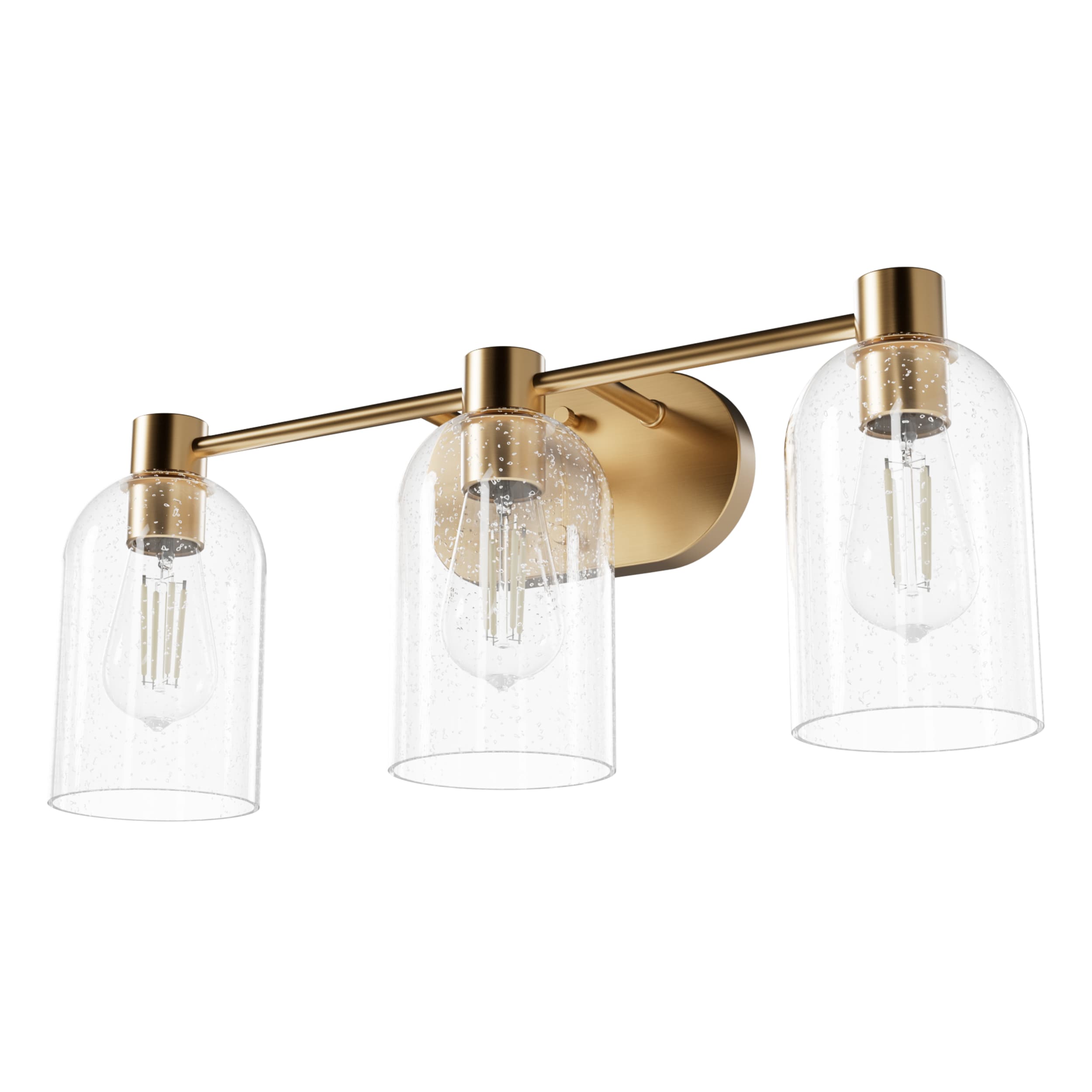 Hunter 45229 Lochemeade Alturas Gold with Clear Seeded Glass 3 Light Bathroom Vanity Wall Light Fixture