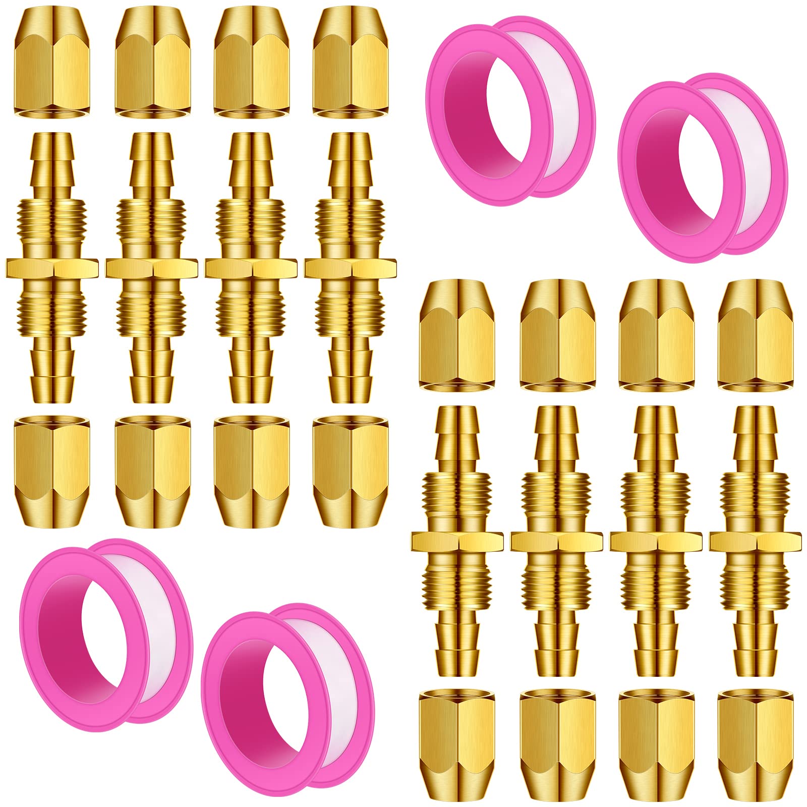 AKSCYZM  12 pcs Solid Brass Air Hose Repair Kit for NPT Replacement Reusable Hose Splicer Connectors with PTFE Tape 1 Quarter Inch Fittings for