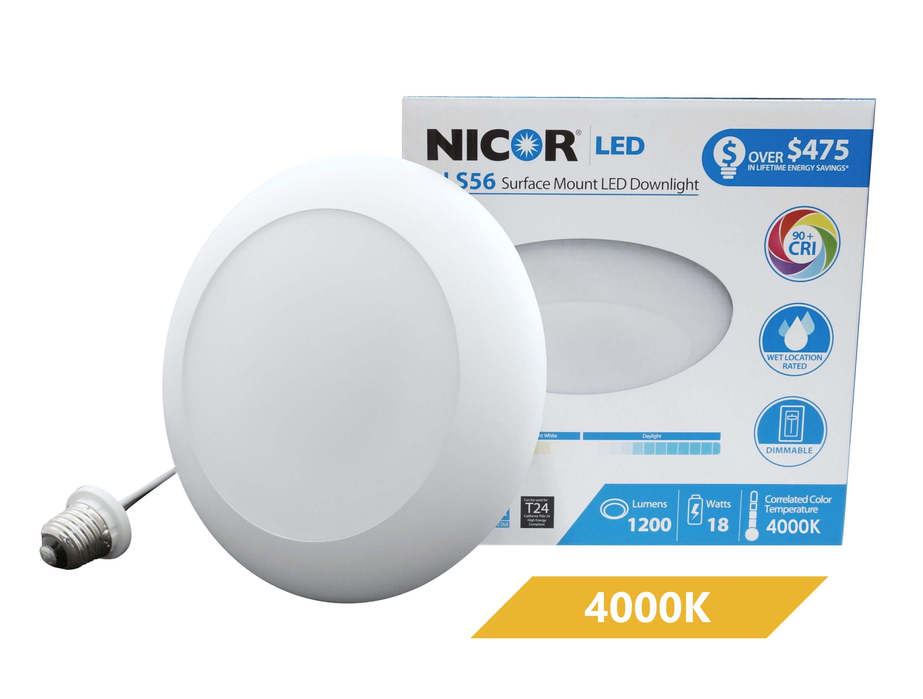 White Aluminum 7.25" Round LED Surface Mount Downlight