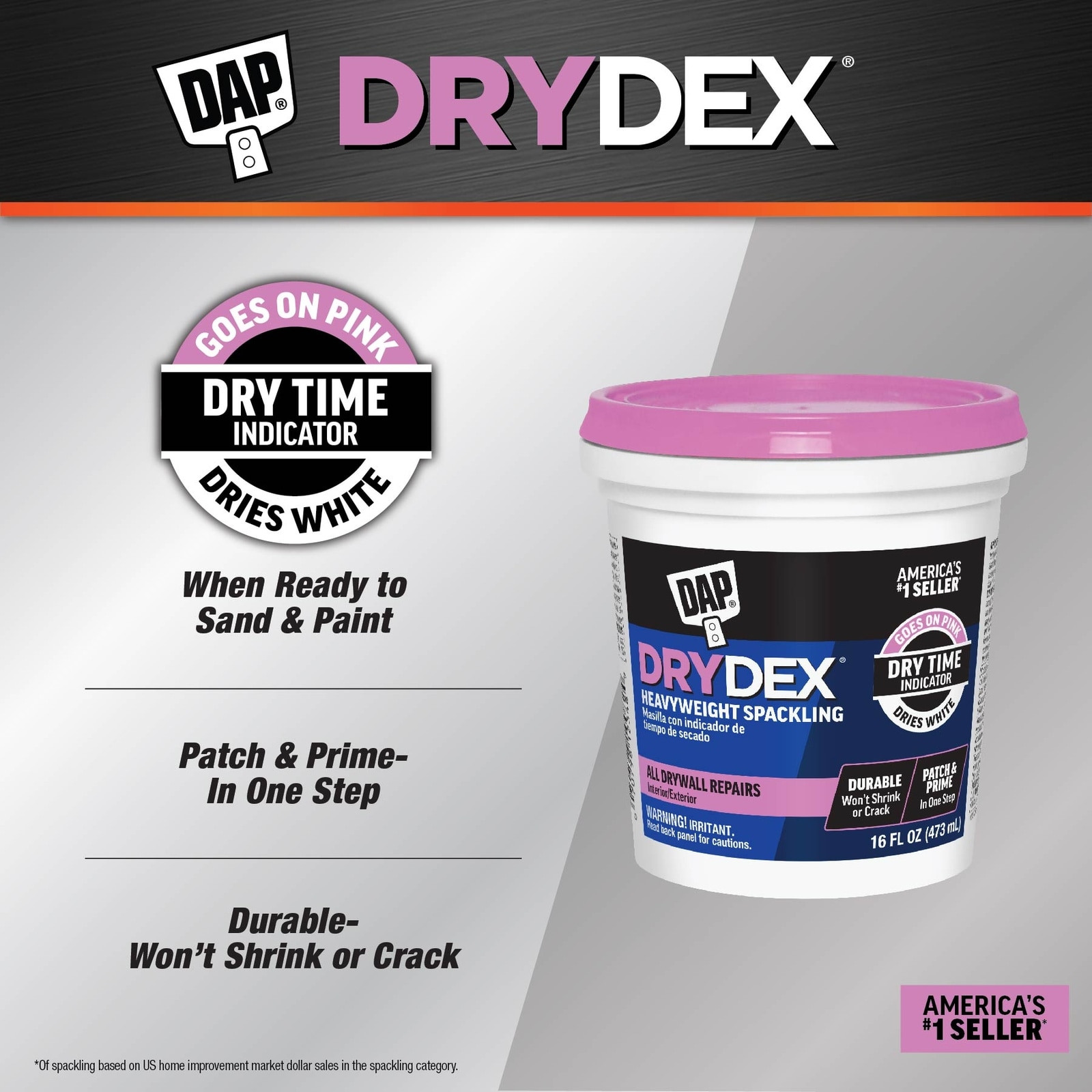 DAP DryDex Spackling Color Changing Wall Repair Patch 4 piece Kit - 8 oz.  NEW