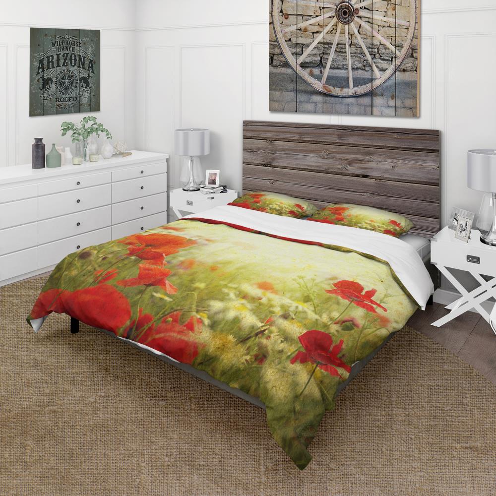Designart BED12995-T 3 -Piece Red Twin Duvet cover Set