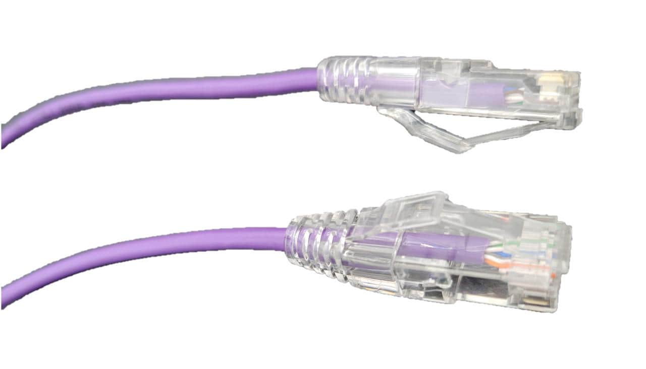 Micro Connectors E09-007P-SLIM 7-Feet Cat 6A Purple Ethernet Cable Bag