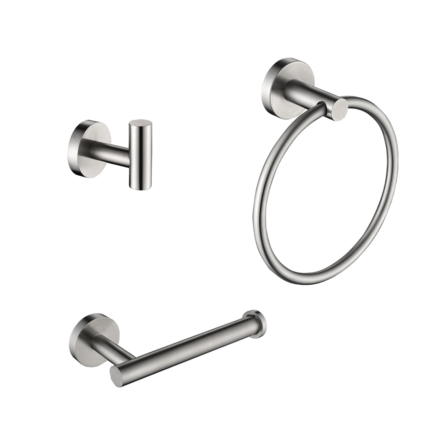 Boyel Living - 3-Piece Stainless Steel Bathroom Hardware Set in Brushed Nickel