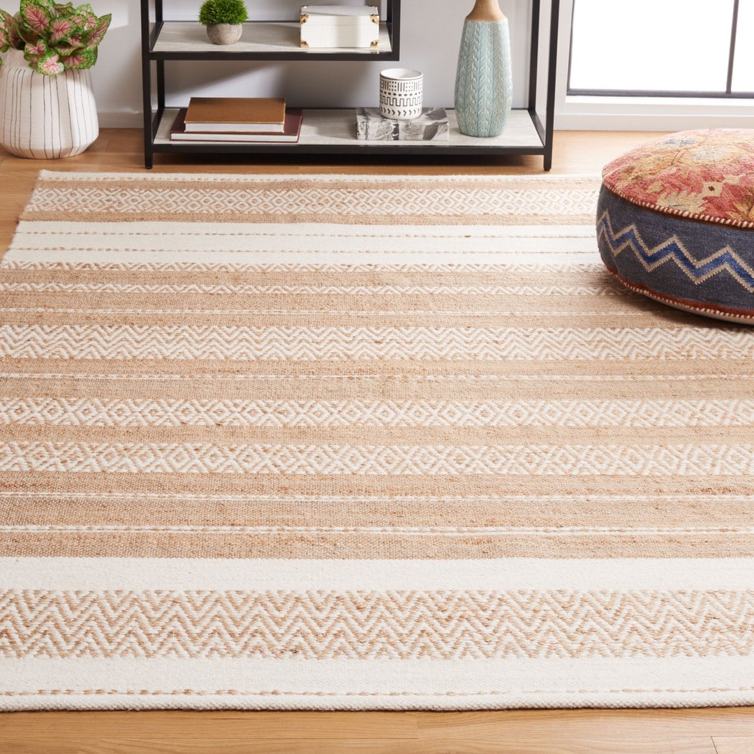  Kilim 444 Natural/Ivory Bohemian 6Ft x 9Ft Medium Rectangle Rug