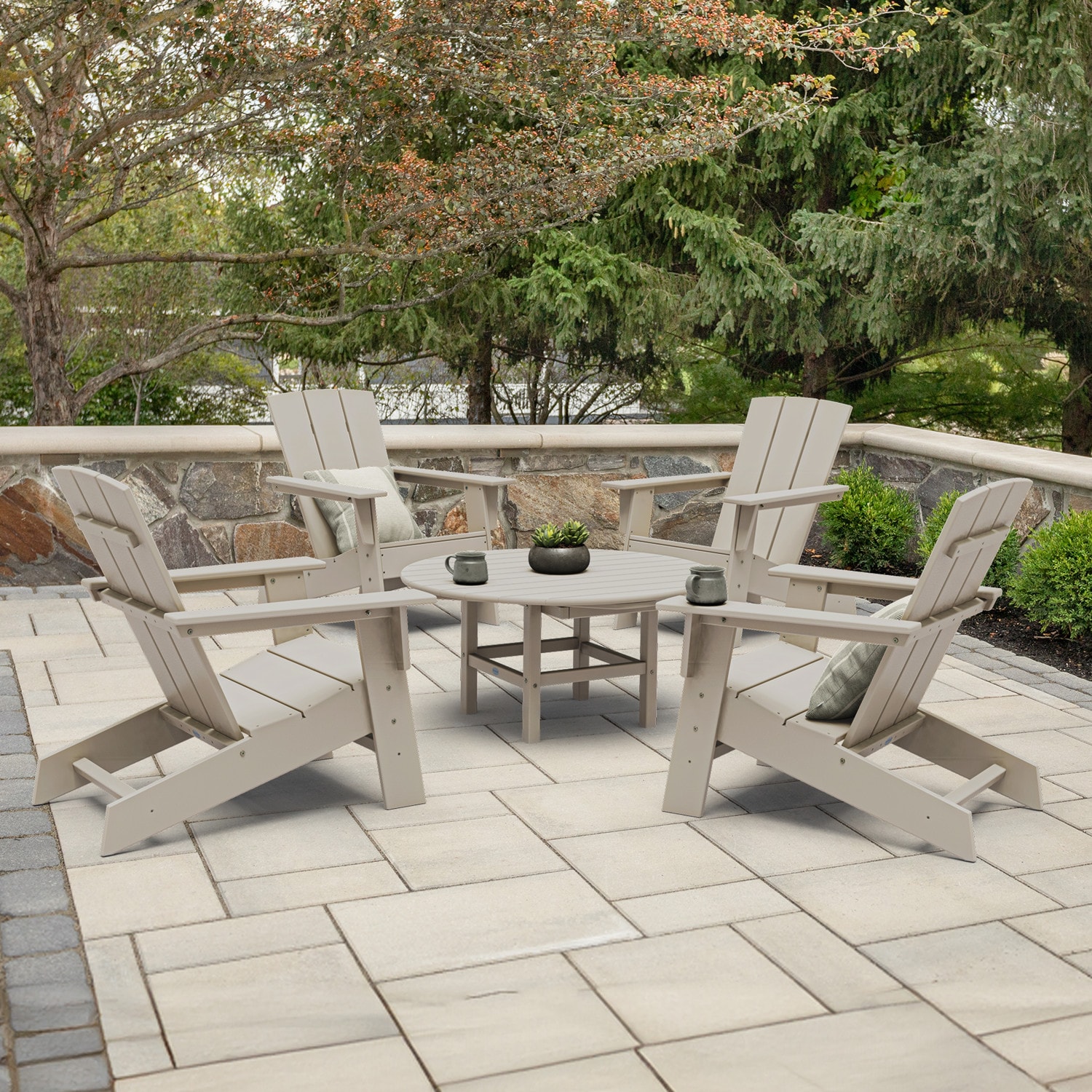 allen + roth by POLYWOOD PWS779-1-SA Oakport 5 -Piece Patio Conversation Set