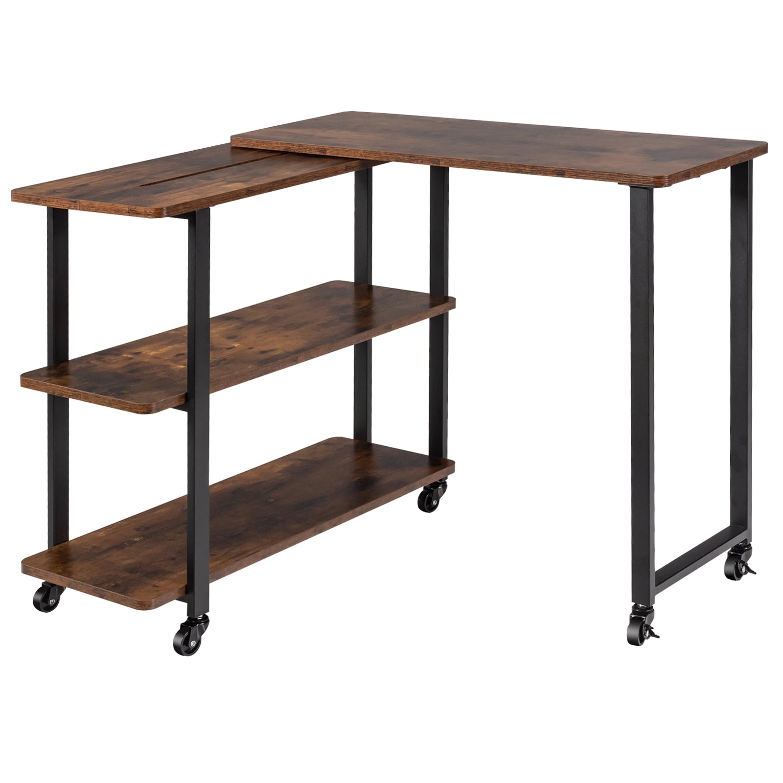 LIVIZA OUG63073CF 49.5-in W x 26.5-in H Rustic Brown Wood Rectangular Casual End Table with Storage Assembly Required