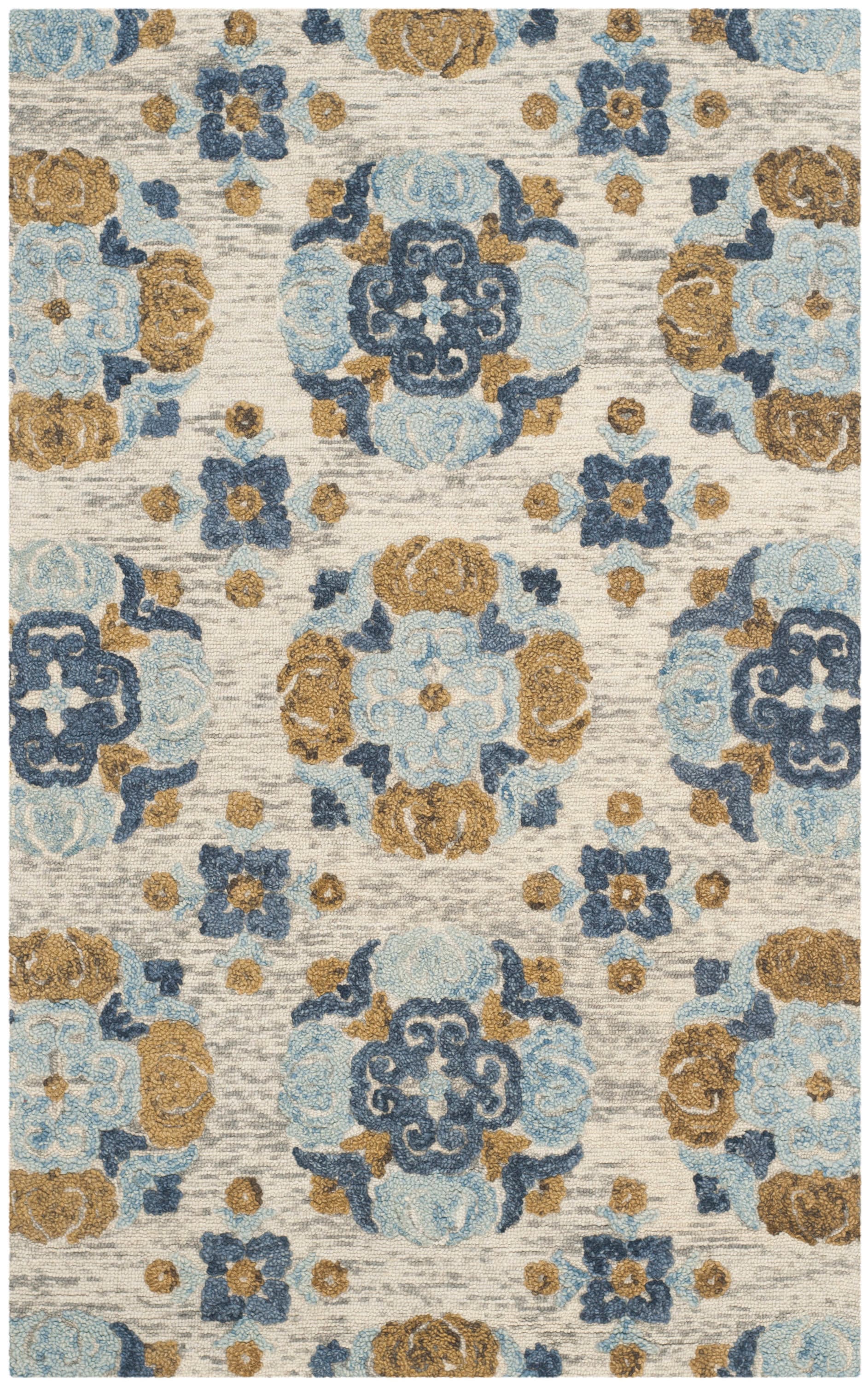 Safavieh BLM403A-5 Blossom Nolie 5 x 8 (ft) Tufted Wool Beige/Multi Rectangular Indoor Floral/Botanical Farmhouse/Cottage Area rug