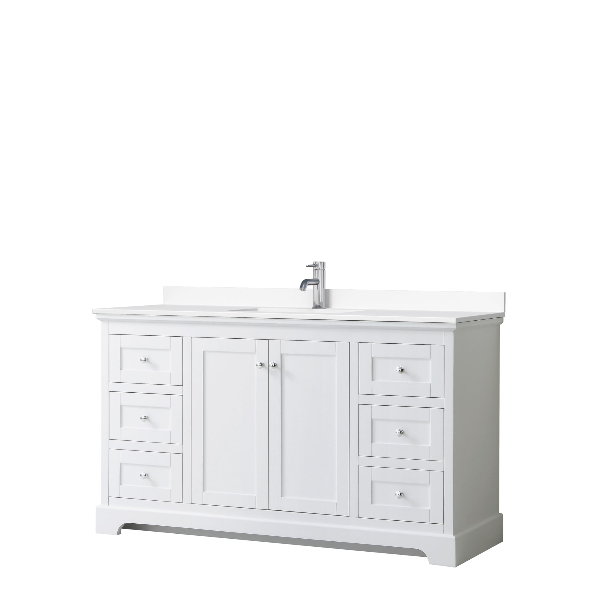 Wyndham Collection WCV232360SWHWCUNSMXX Avery 60-in White with Polished Chrome Trim Undermount Single Sink Bathroom Vanity with White Cultured Marble Cultured Marble Top
