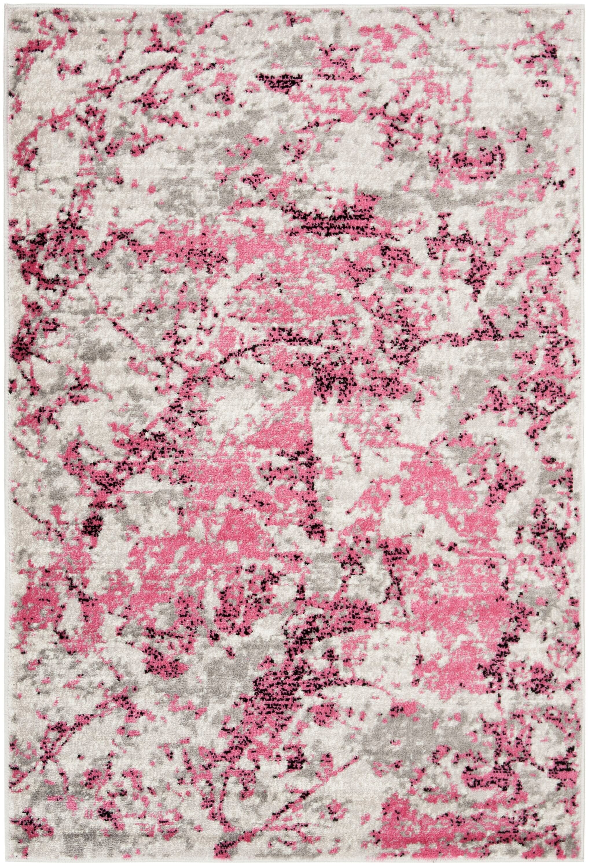 Safavieh SKY186N-4 Skyler Dumage 4 x 6 (ft) Loomed Polypropylene Pink/Ivory Rectangular Indoor Distressed/Overdyed Industrial Area rug