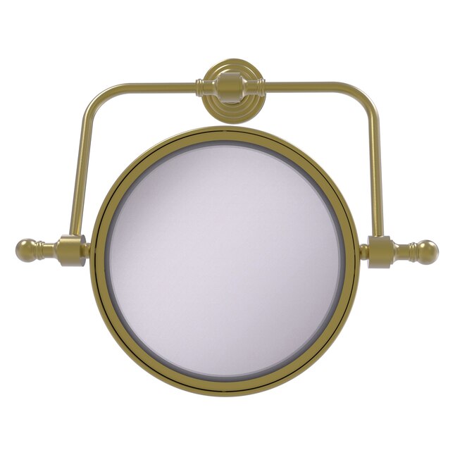 Allied Brass Retro Wave 7-in x 8-in Satin Brass Double-Sided Magnifying Wall-Mounted Vanity Mirror Allied Brass Retro Wave 7-in x 8-in Satin Brass Double-Sided Magnifying Wall-Mounted Vanity Mirror