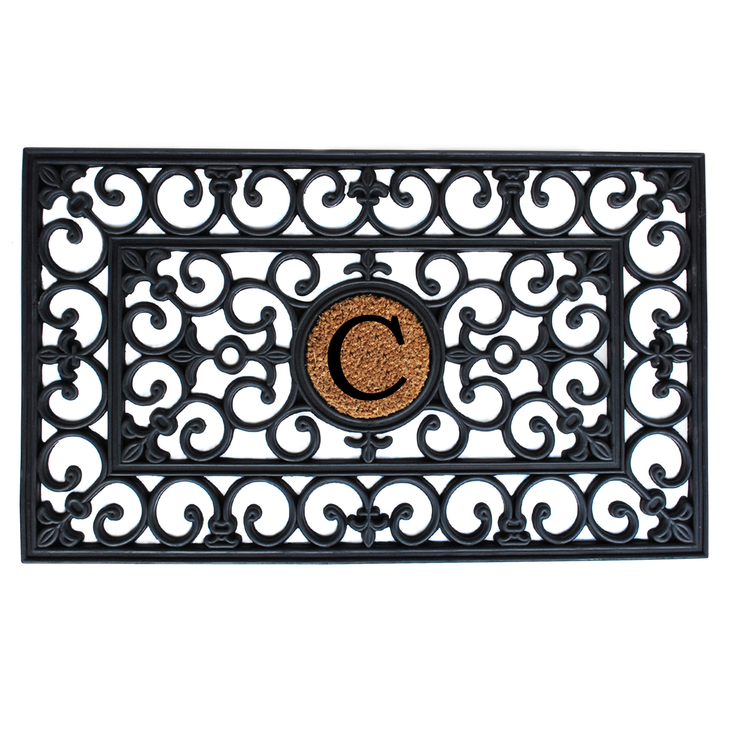 Callowaymills 150011830C 18-in x 30-in Black/Natural Coir/Rubber Non-Slip Grip Indoor or outdoor Door Mat