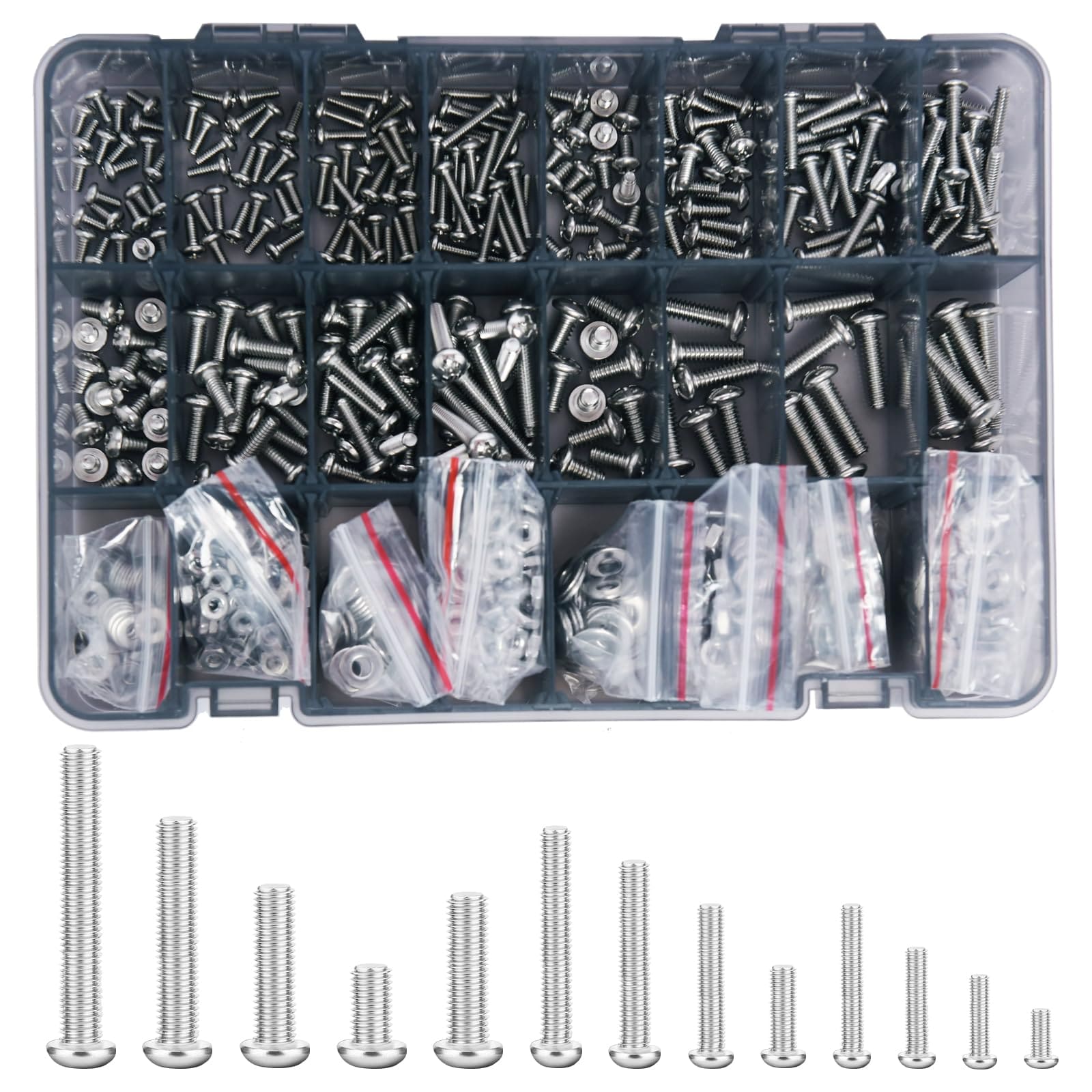 KHKFY 780 Piece Machine Screws Assortment Kit Includes Phillips Pan Head Stainless Steel Screws Nuts Bolts and Flat Washers for Electronics #LKH0821H075