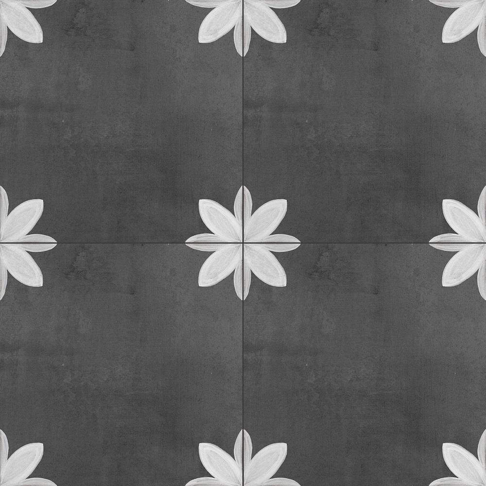 DELLA TORRE Fiona 29-Pack Black and White 8-in x 8-in Glazed Porcelain  Encaustic Floor and Wall Tile in the Tile department at Lowes.com
