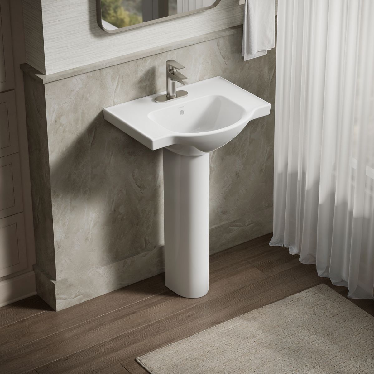 KOHLER 5248-4-0 Veer Vitreous china Traditional White Pedestal Sink Top ( 24-in x 18.2500-in x 8.0000-in