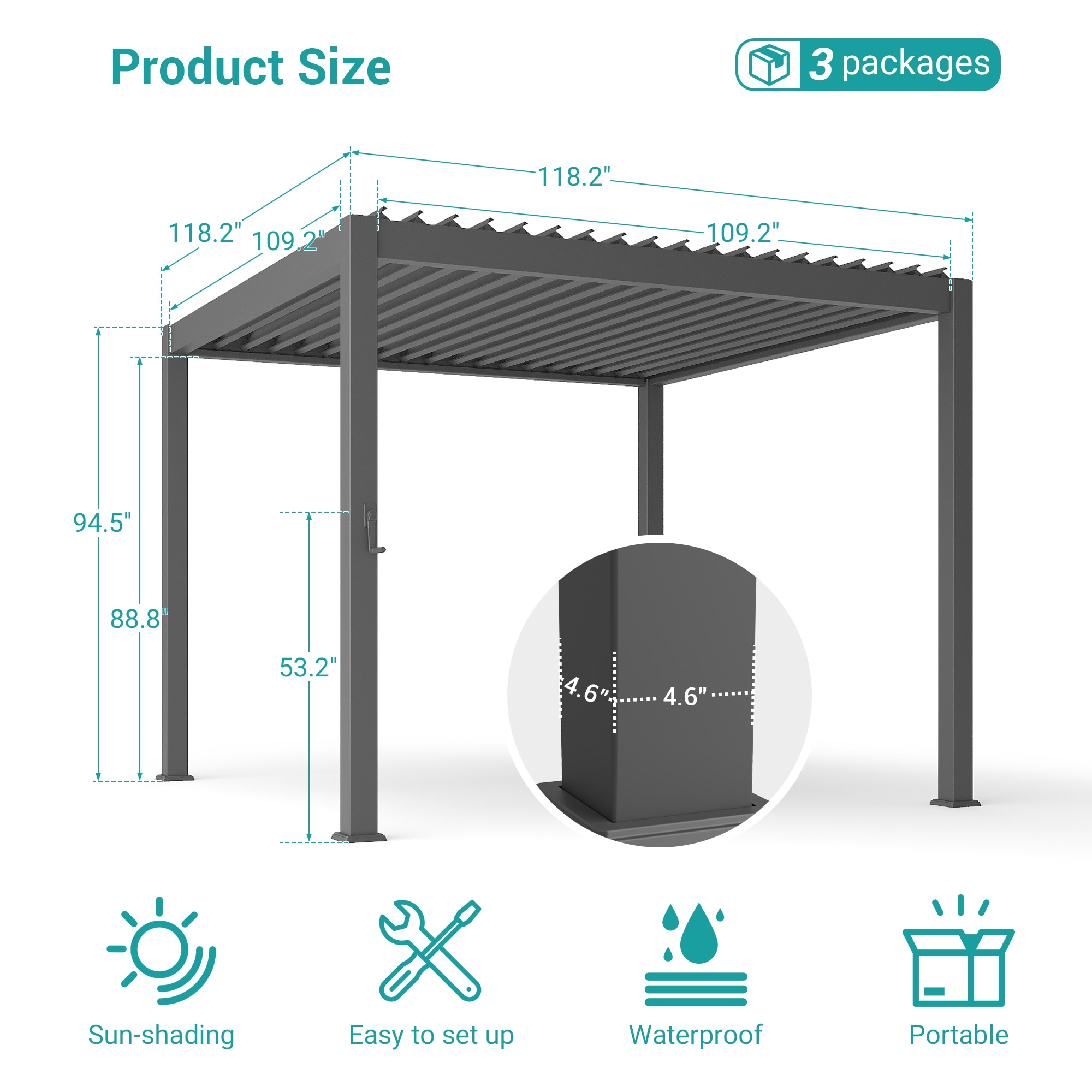 ACEGOSES LW-PLT-1010GY Pergolas-2 - View #3
