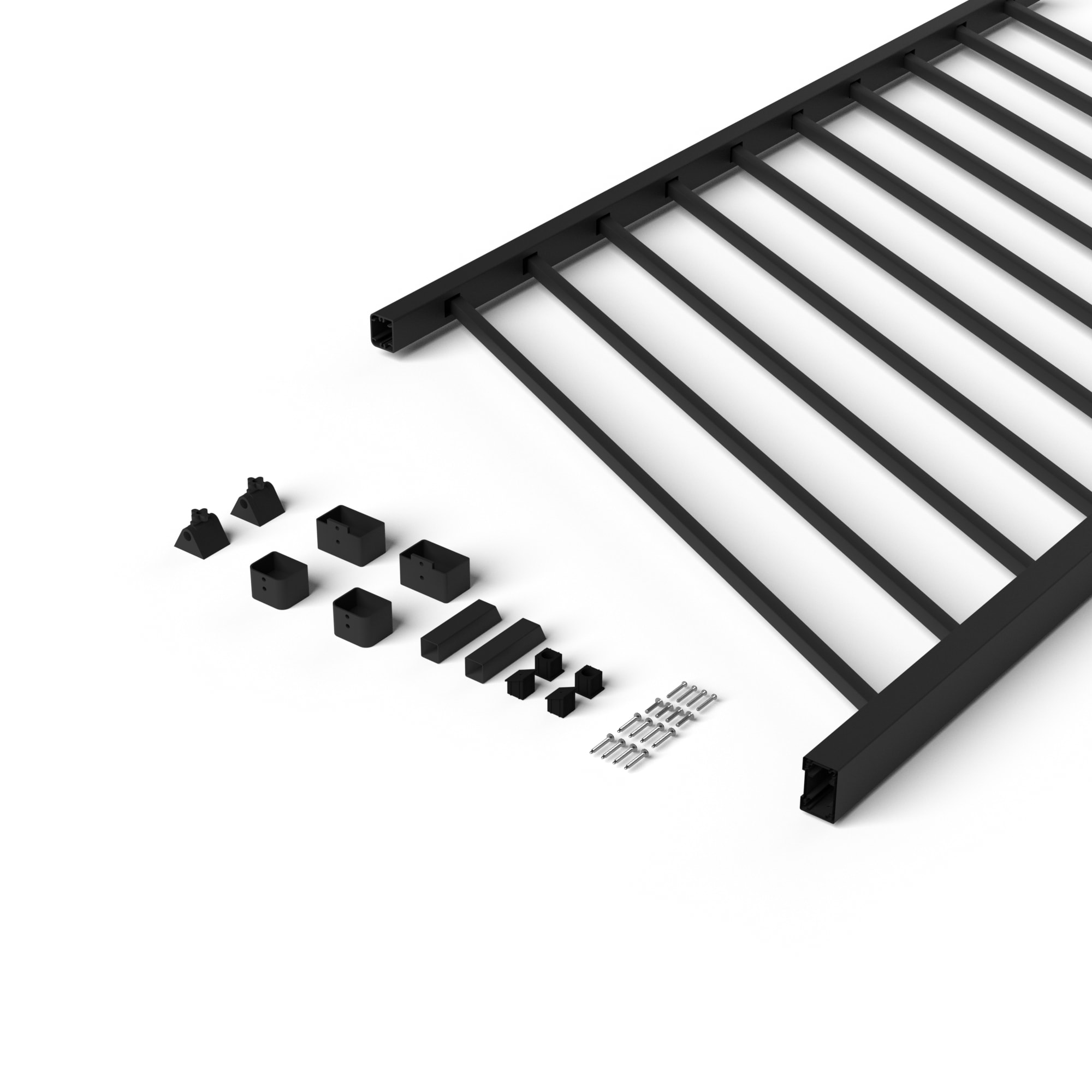 Deckorators Pre-Assembled Aluminum 8-ft x 2.25-in x 3-ft Matte Black  Aluminum Deck Rail Kit in the Deck Railing Systems department at