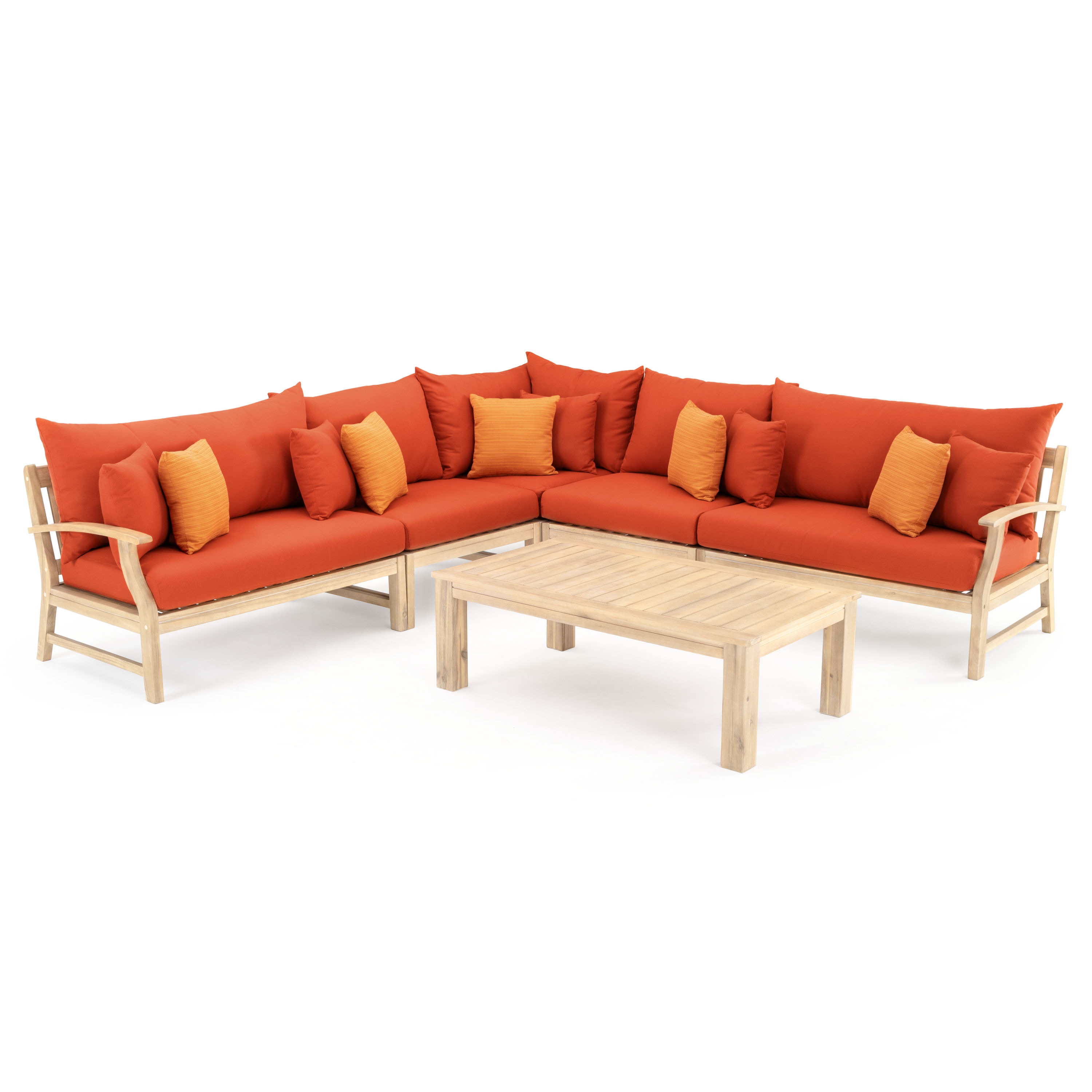 RST Brands OP-AWSS6-KPR-TKA-K Kooper 6-Piece 2 Patio Sofa Conversation Set with Orange Sunbrella Cushions