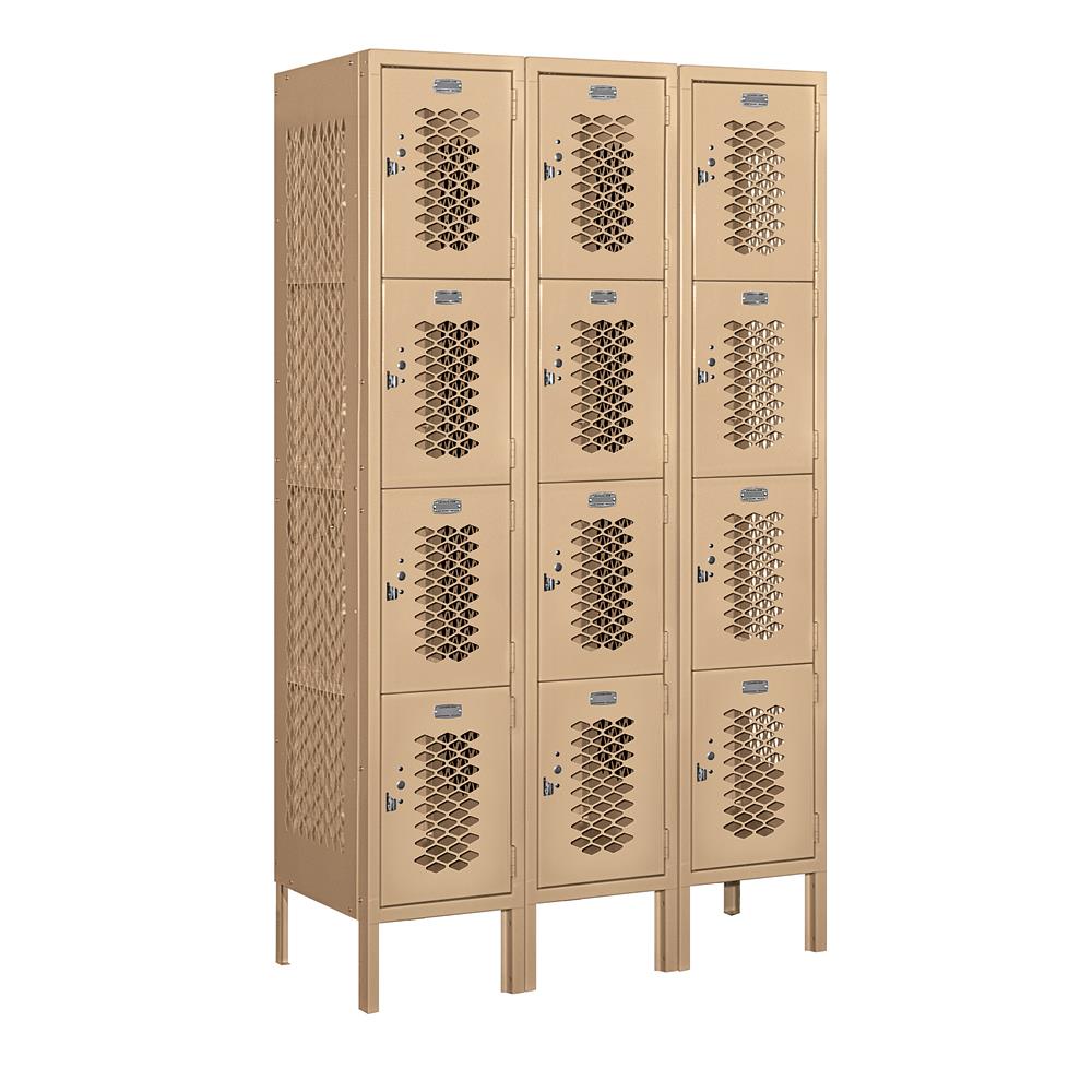 SALSBURY INDUSTRIES 74355TN-U 74000 Series 12" Wide Four Tier Vented Metal Locker 36-Inches W x 66-Inches H x 15-Inches D Steel Full Storage Lockers