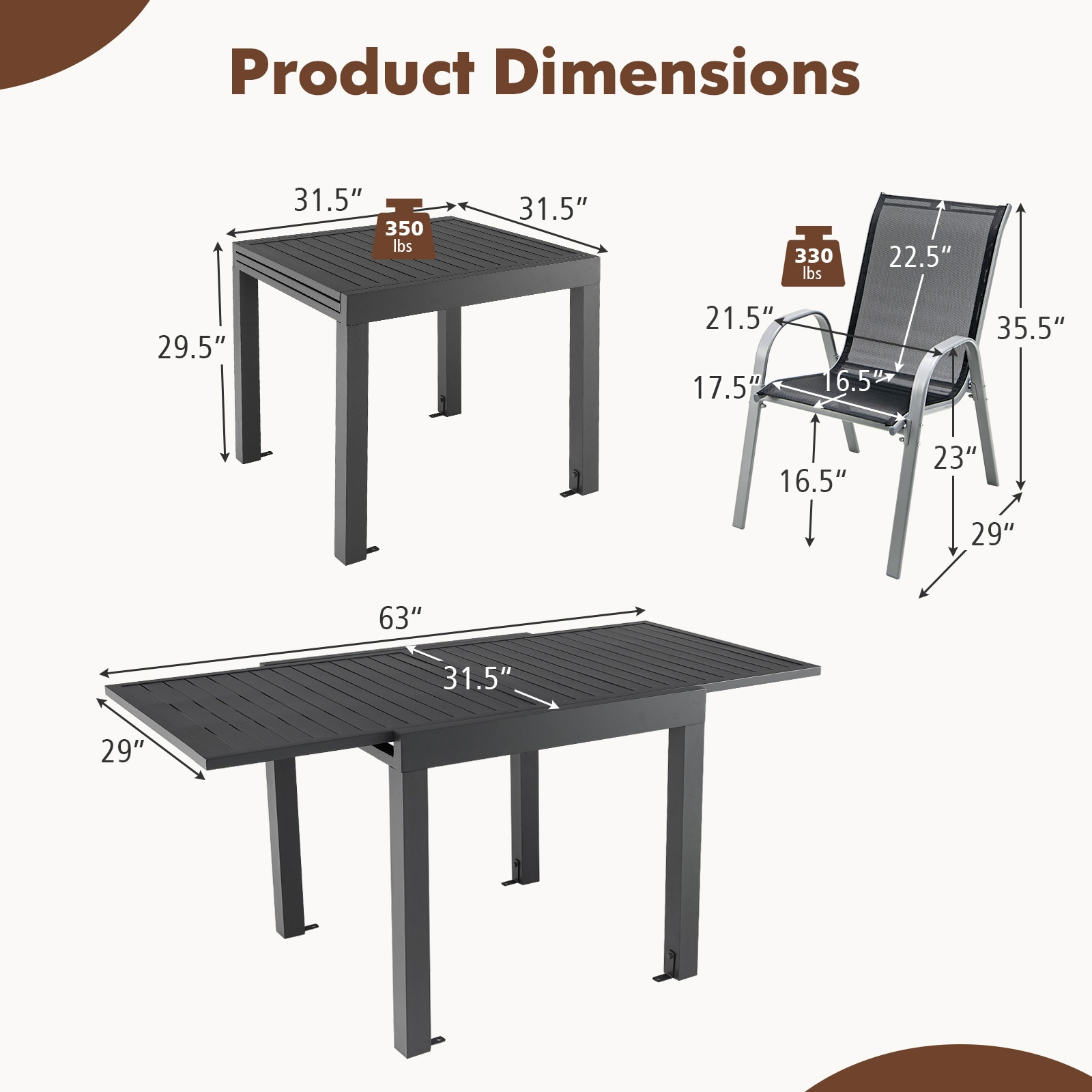 Poinic CWZ11692GR-11384DK-4 Patio-Dining-Sets - View #2