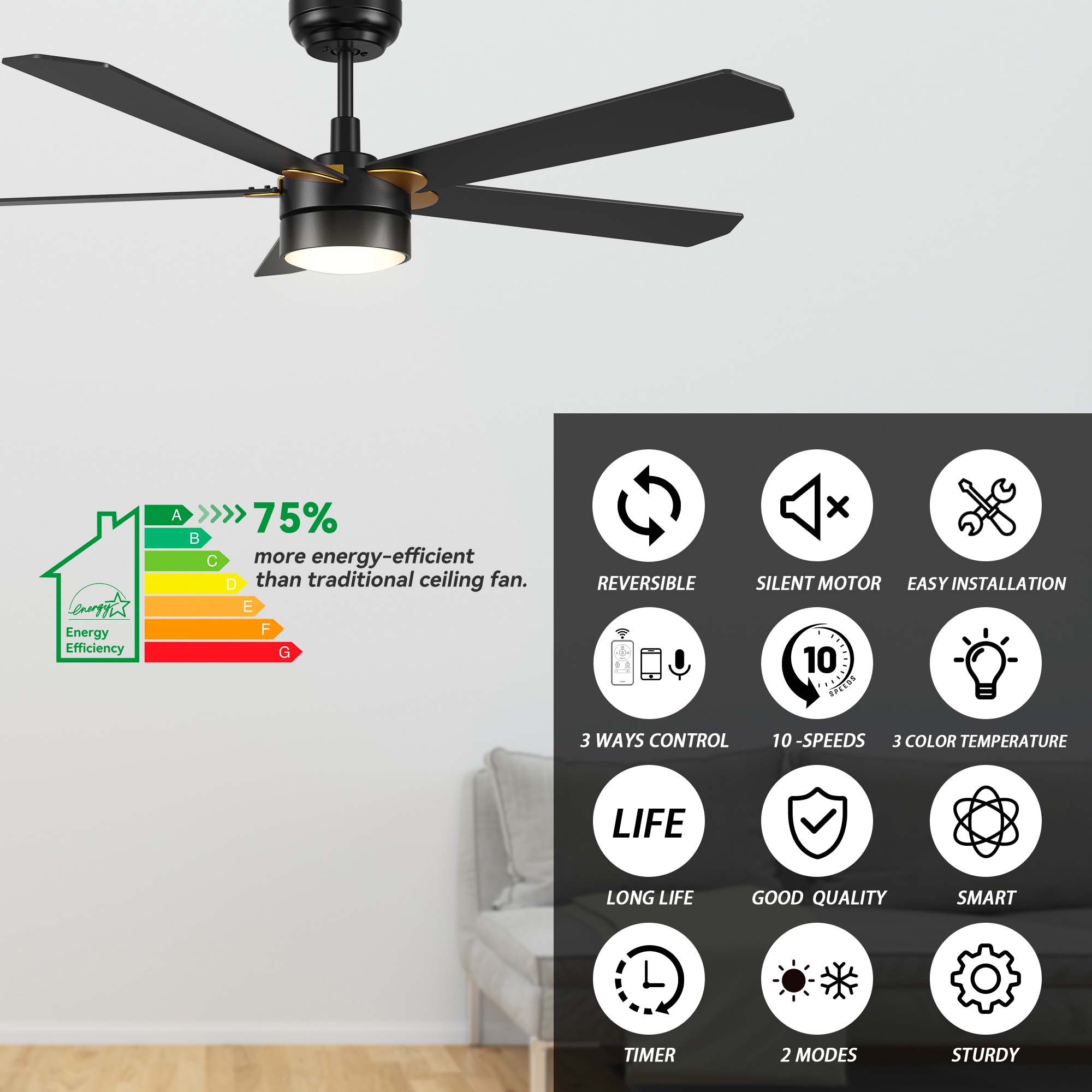CARRO USA LS525E2-L11-B2-1G Ceiling-Fans - View #5