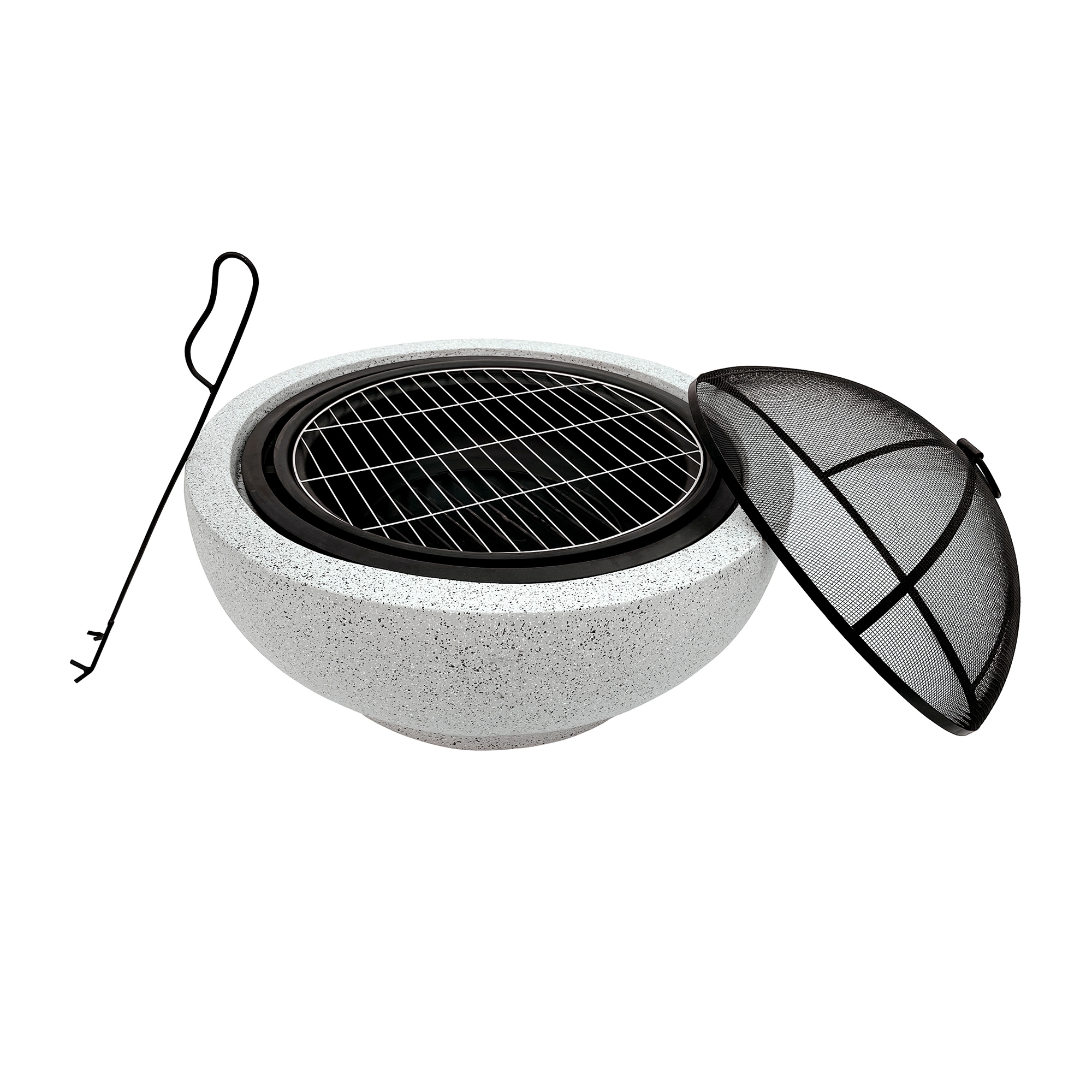 Gray Faux Concrete Round Wood Burning Fire Pit