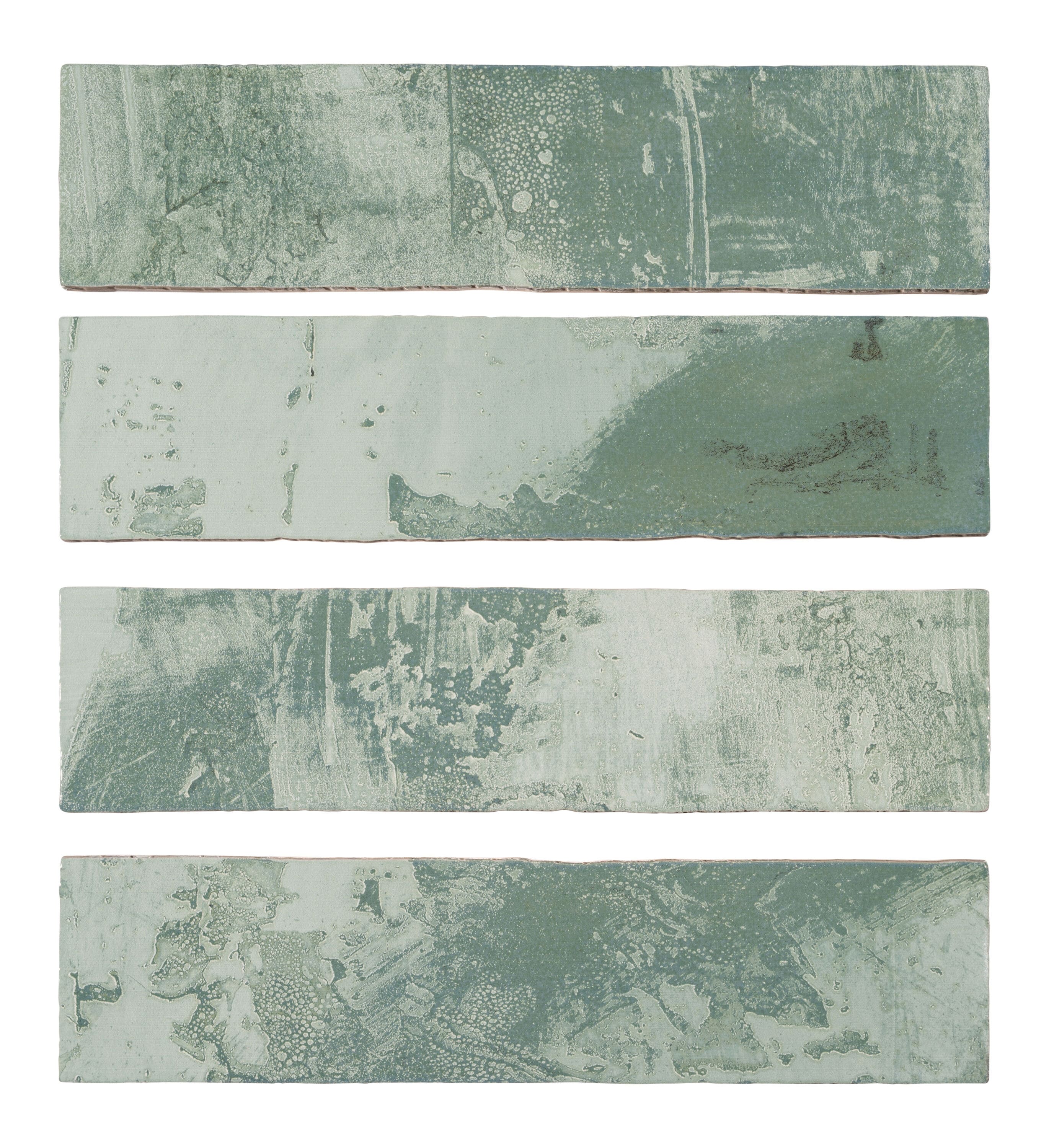 Andova Tiles SAM-ANDSPL562 Sample- Viridian 3-in x 12-in Glossy Ceramic Subway Wall Tile