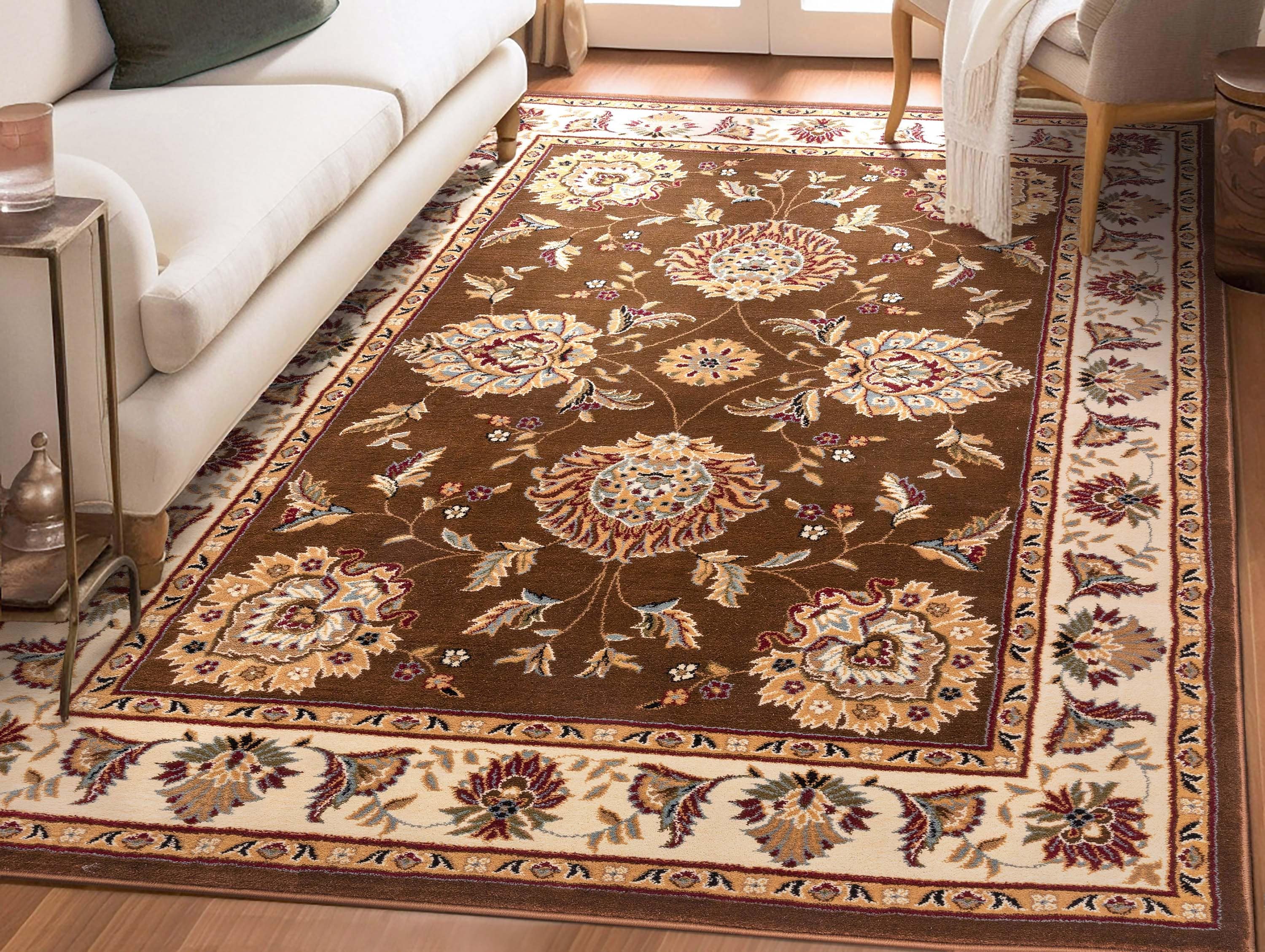 Well Woven 36096 Timeless 6 x 9 (ft) Loomed Polypropylene Simmar Chocolate Rectangular Indoor Medallion Persian Area rug