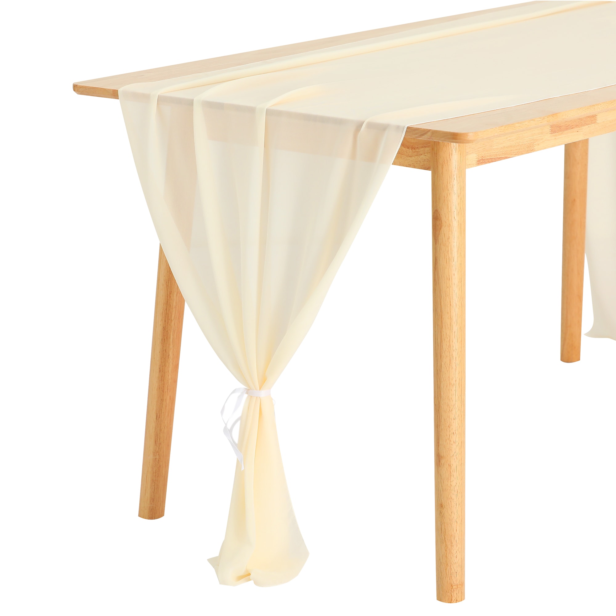 Unique Bargains 6pcs Chiffon Table Runner 120 Inches Long Gauze Table Runners Rustic Sheer Table Decor for Wedding Birthday Party 28x120 Inch Beige #S25120800UX5260