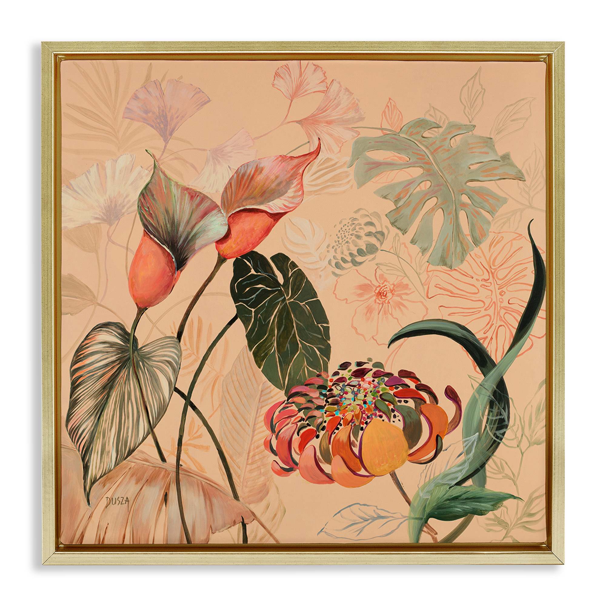 Stupell Industries BS-793-FFG-24X24 Layered Tropical Foliage Floating Frame design by Dusza