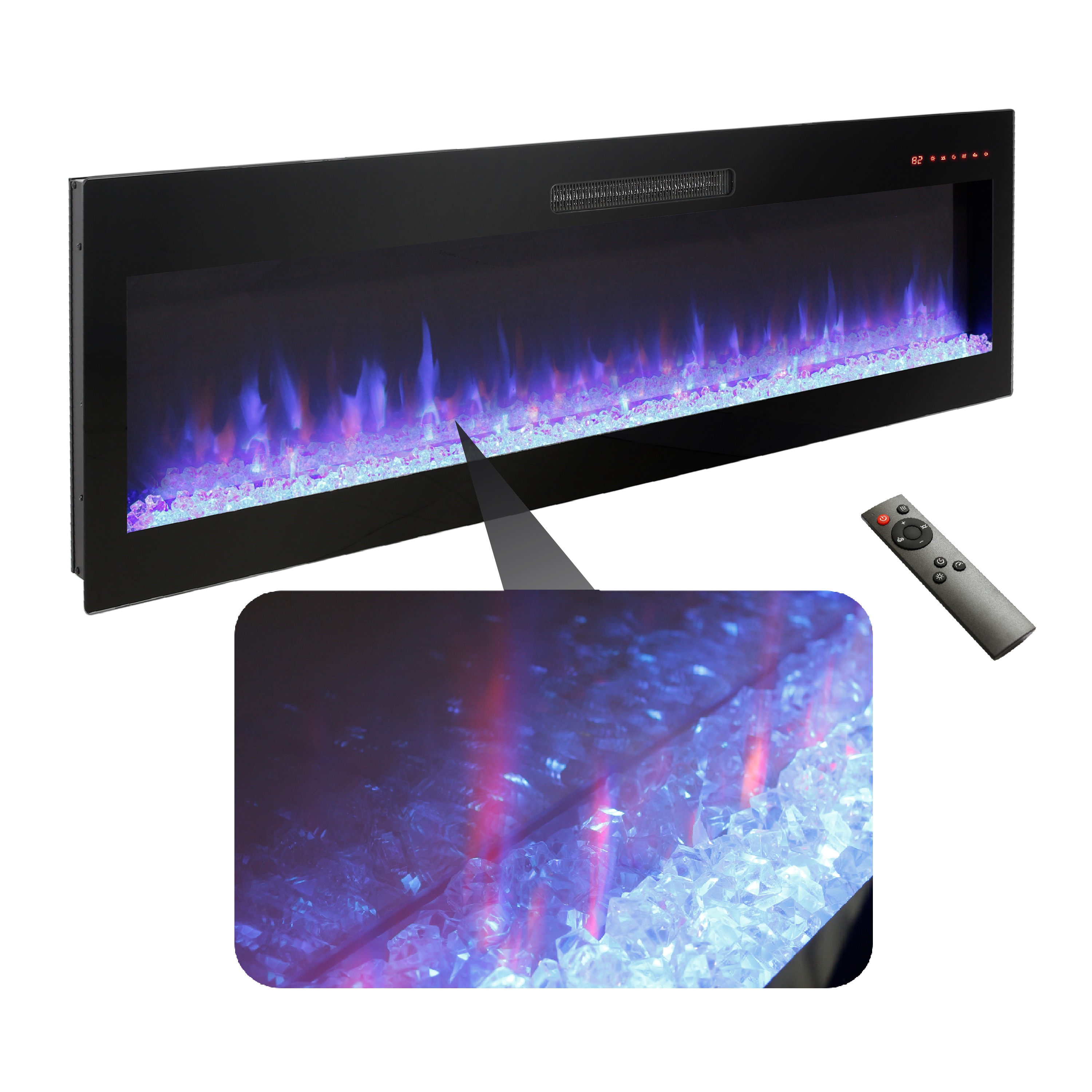 Clihome CL-EF28M 50-Inches W Black Wall mount Fan-forced Wall-mount Electric Fireplace with Remote Control Included