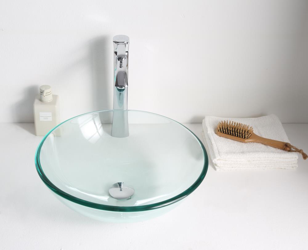 Lustrous Clear Round Glass Above-Counter Vessel Sink