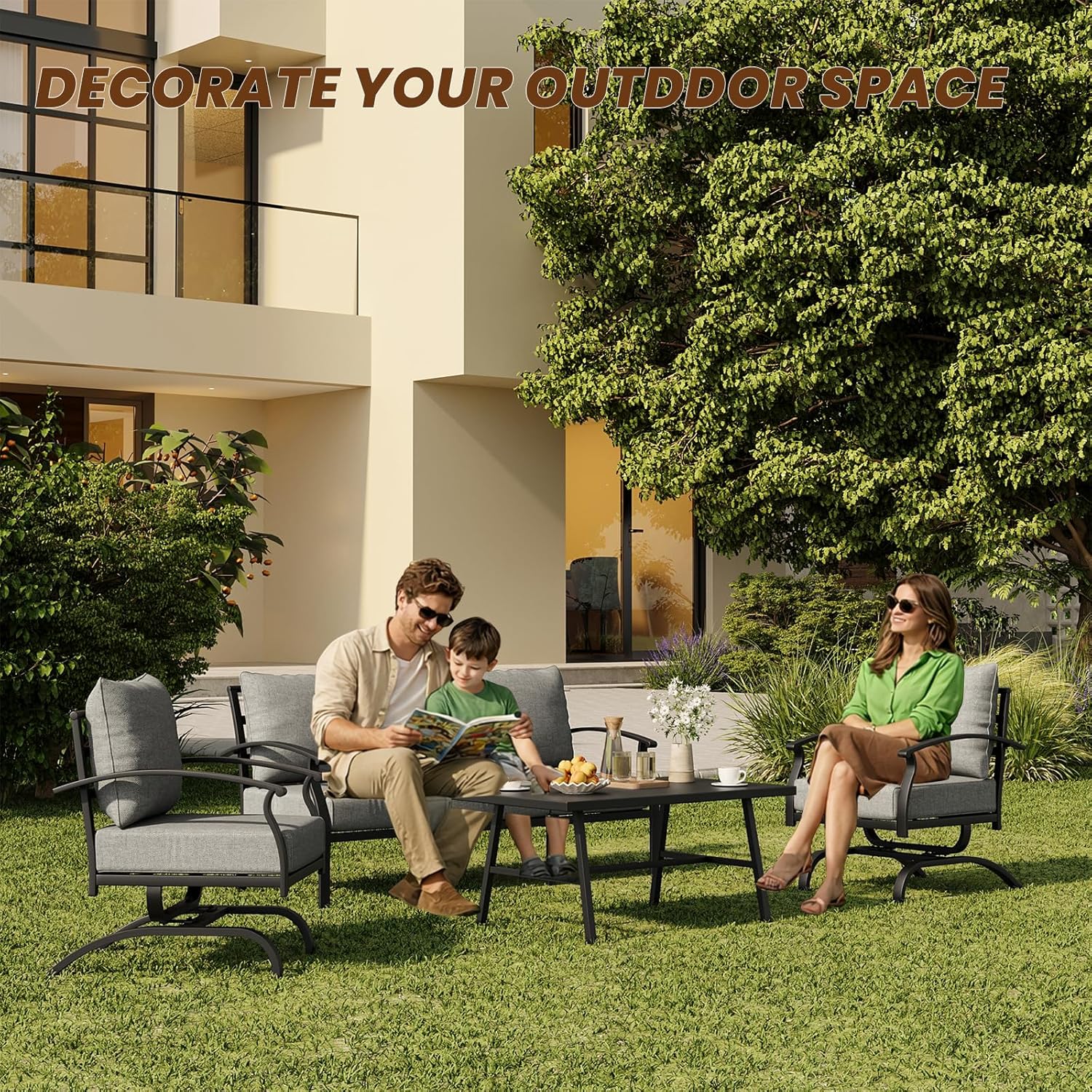 Haxvin HX-4IRONSOFA-GY Patio-Conversation-Sets - View #3