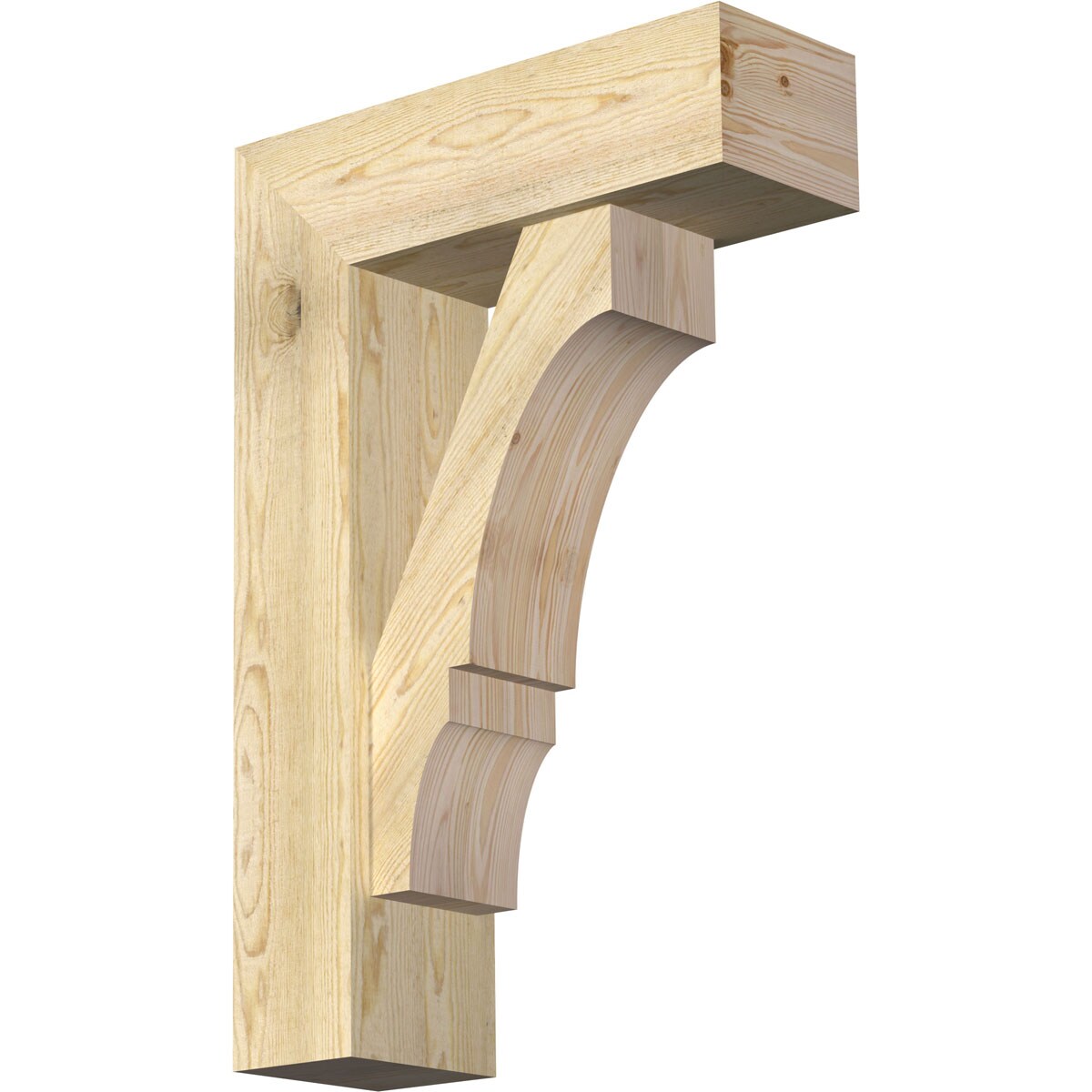 Ekena Millwork 1462077 Balboa Block Rough Sawn Bracket with Offset Brace 8-in x 24-in x 36-in Douglas fir Brown Wood Standard bracket