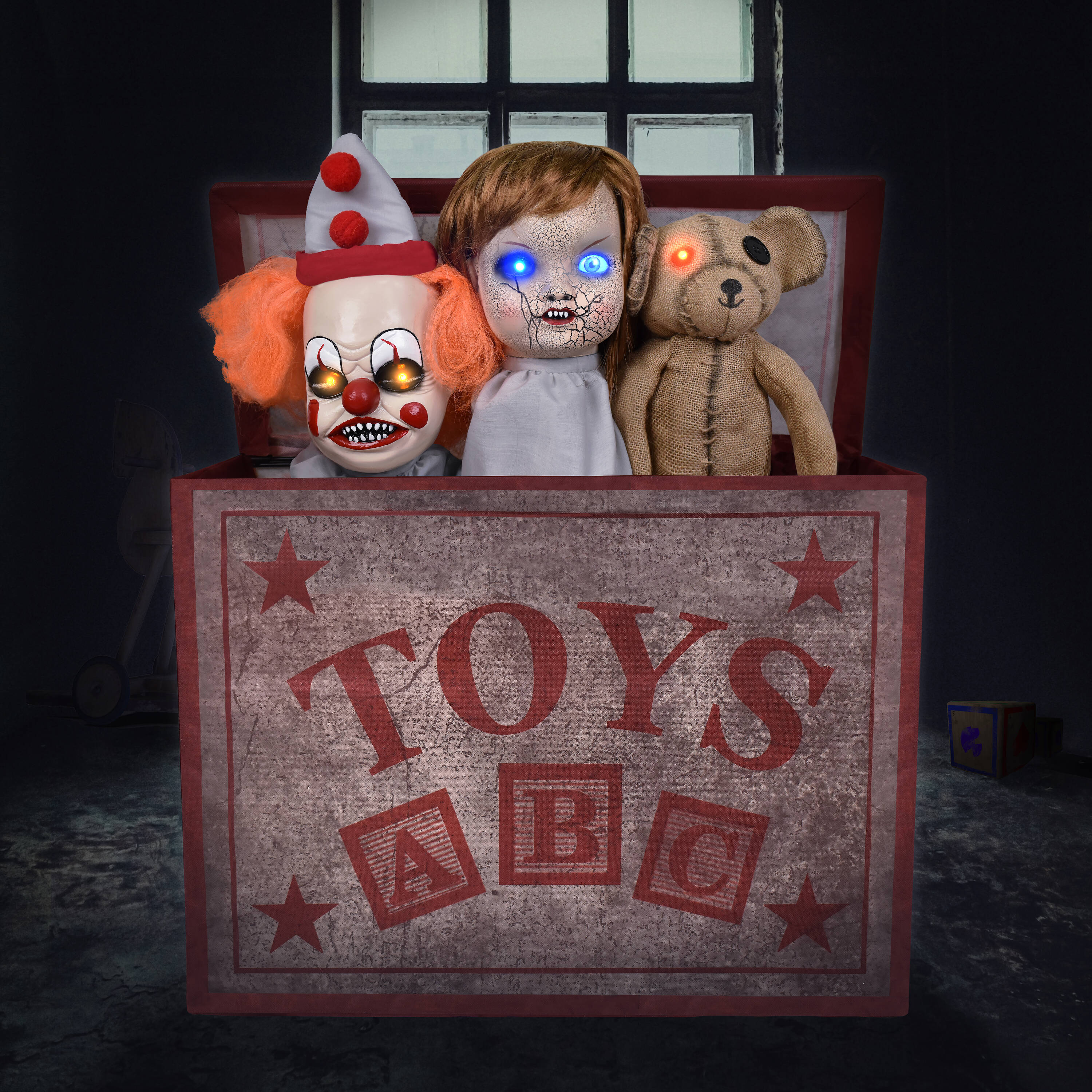 Animated haunted cheap toy box