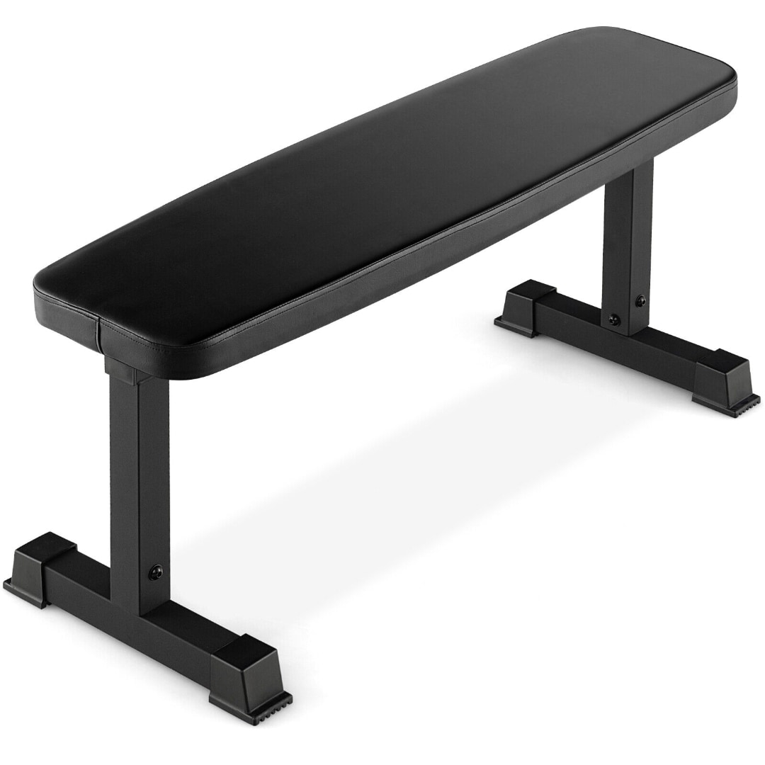 Slickblue D-CO-KD56001HF 660 lbs Flat Exercise Bench for Dumbbell and Barbell Workouts Black 42.5L x 17W x 19H