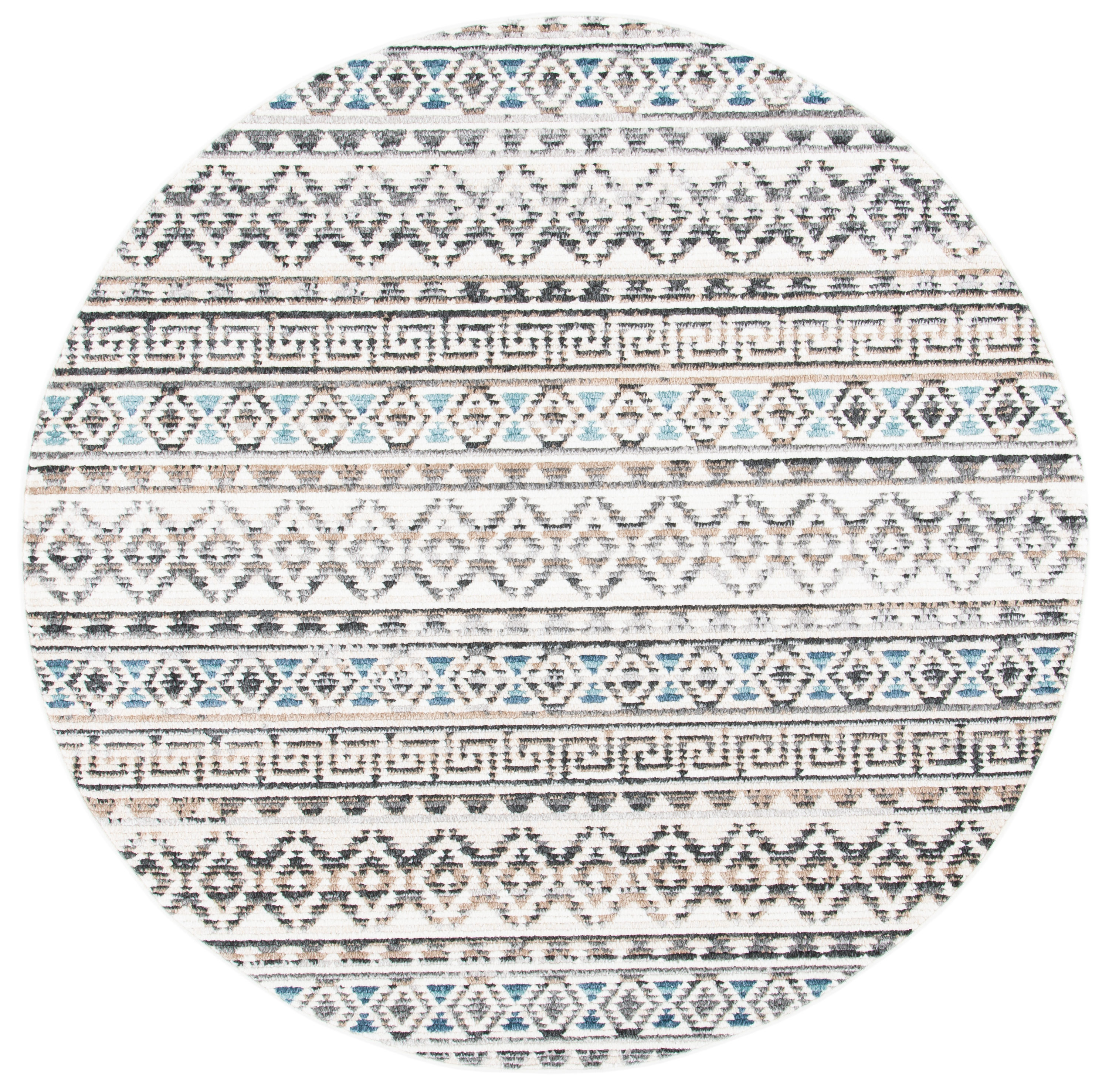 Safavieh SED883A-6R Sedona 6 x 6 (ft) Loomed Polypropylene Ivory/Gray Round Indoor Abstract Bohemian/Eclectic Area rug