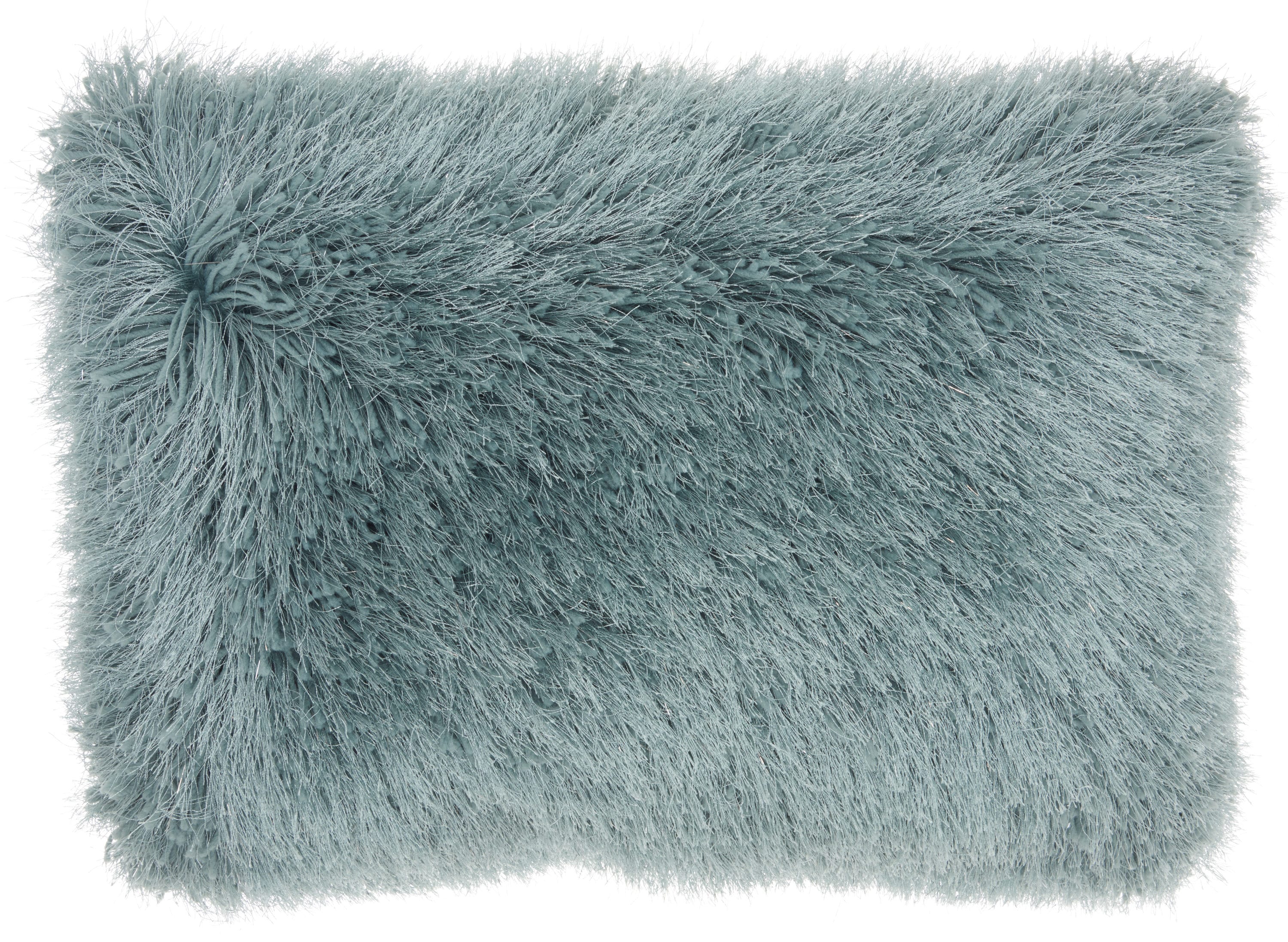Mina Victory 798019054229 Shag 20-in x 14-in Celadon Rectangular Indoor Decorative Pillow